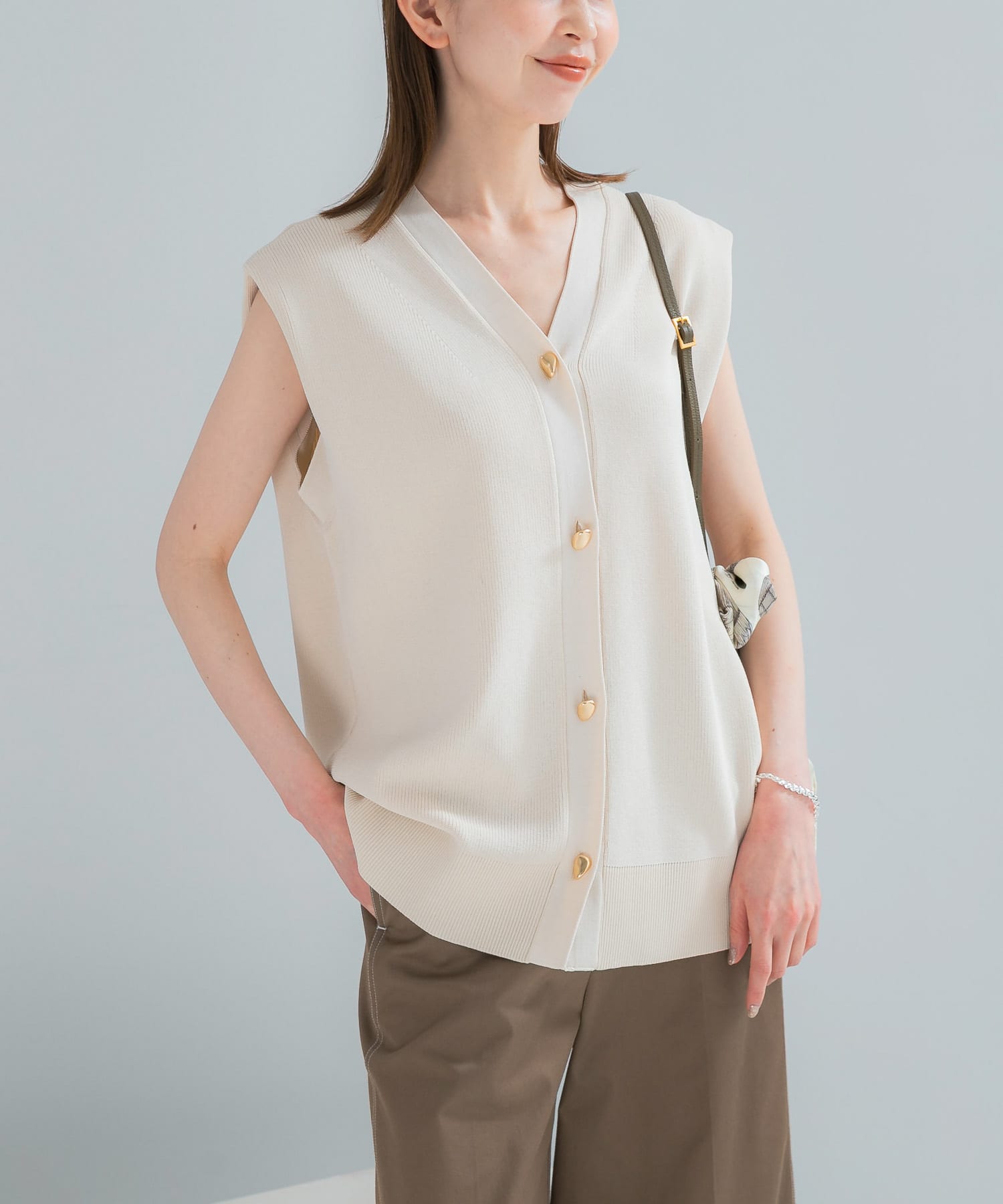 simply complicated ニットベスト size2 ショルダータックニットベスト(Free DARK BROWN): トップス｜URBAN