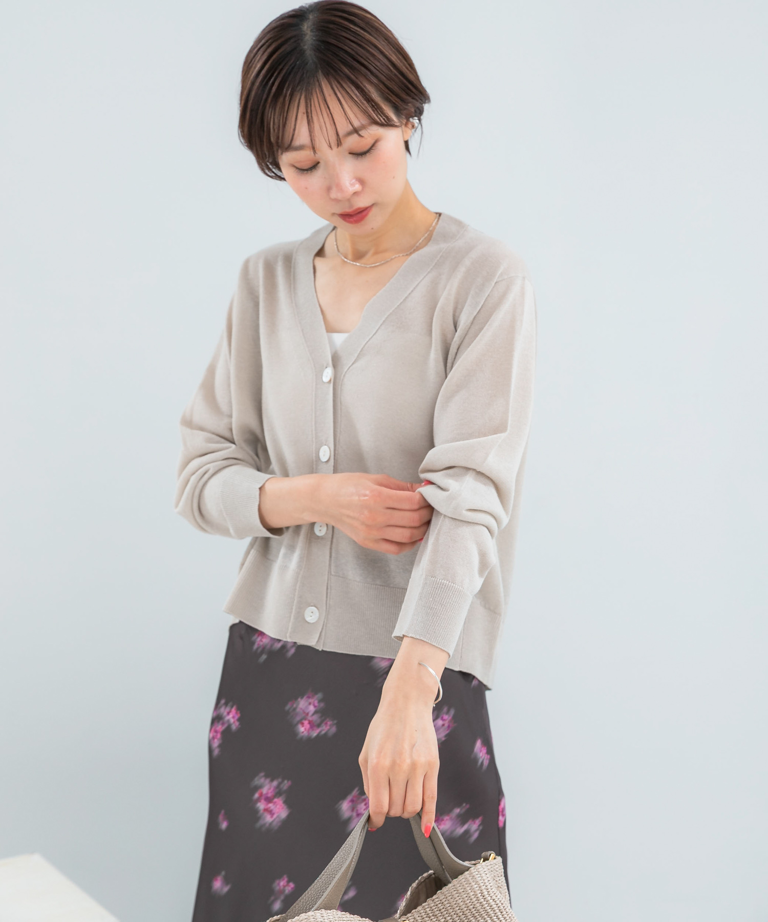 リネン混セミシアーカーディガン