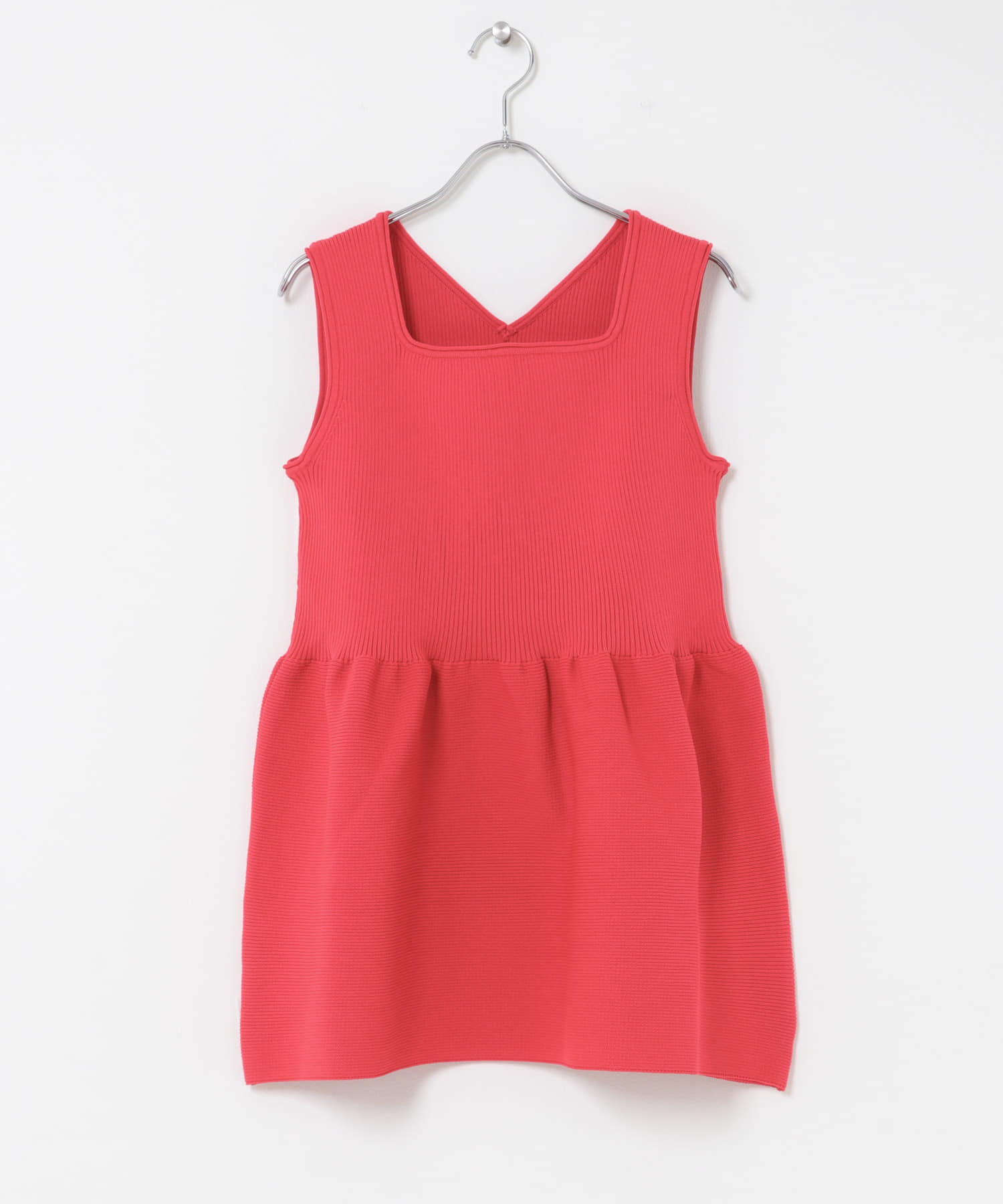 ウォッシャブルペプラムニットトップス PINK Free