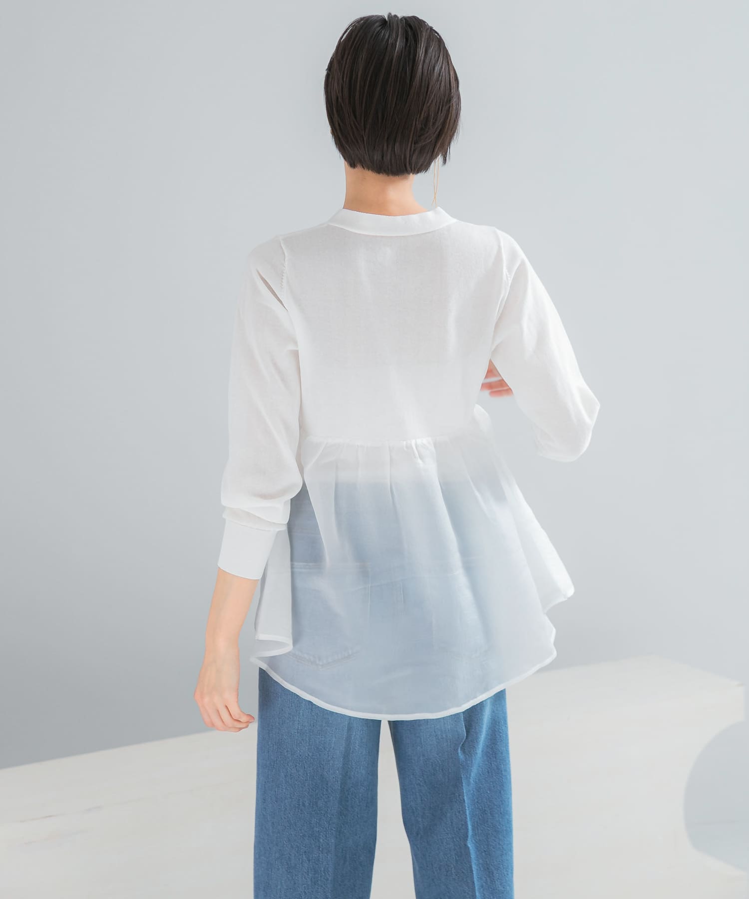 『WEB限定』ドッキングペプラムカーディガン WHITE Free