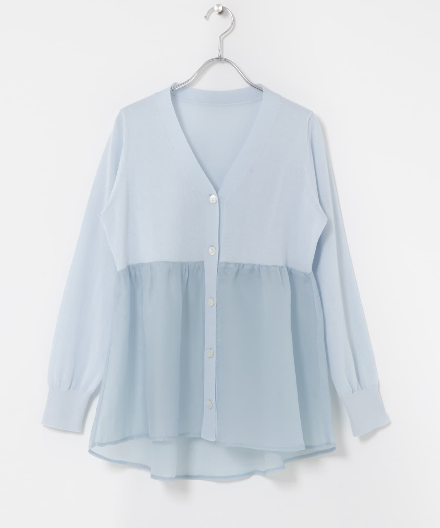 『WEB限定』ドッキングペプラムカーディガン SAX Free