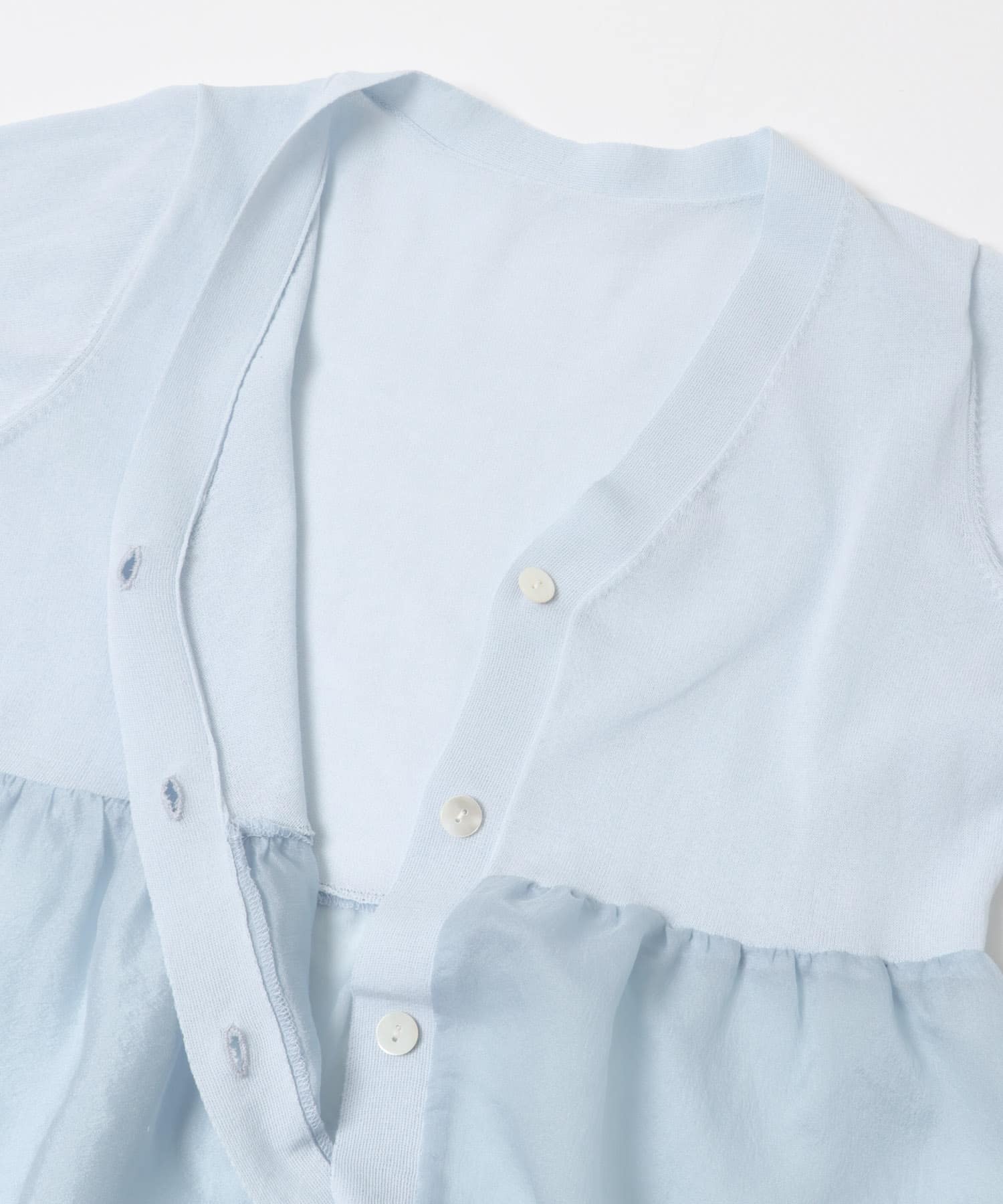 『WEB限定』ドッキングペプラムカーディガン SAX Free