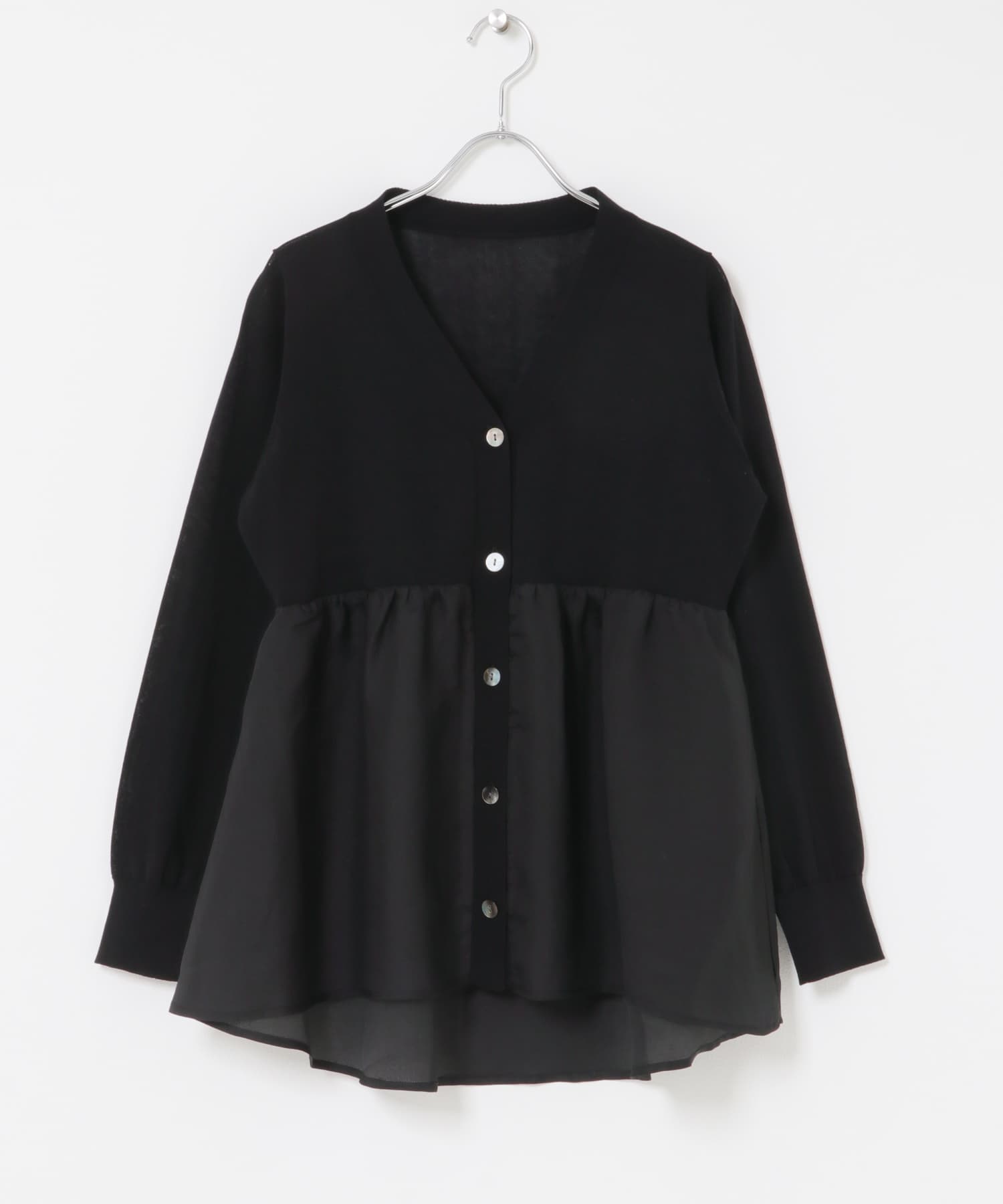 『WEB限定』ドッキングペプラムカーディガン BLACK Free