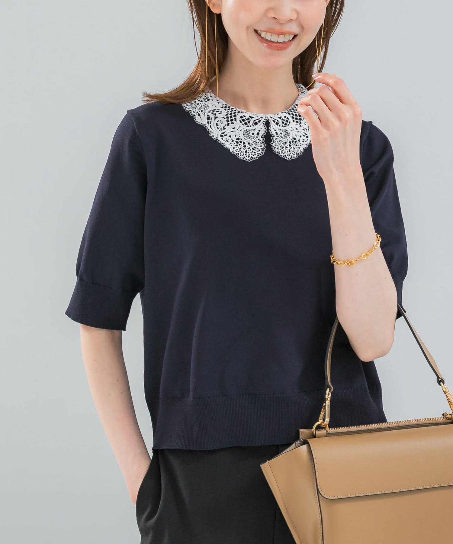 『WEB限定』2WAYレースカラーニット