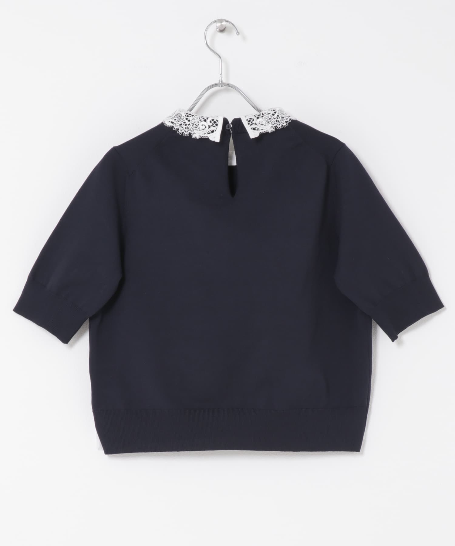 『WEB限定』2WAYレースカラーニット NAVY Free