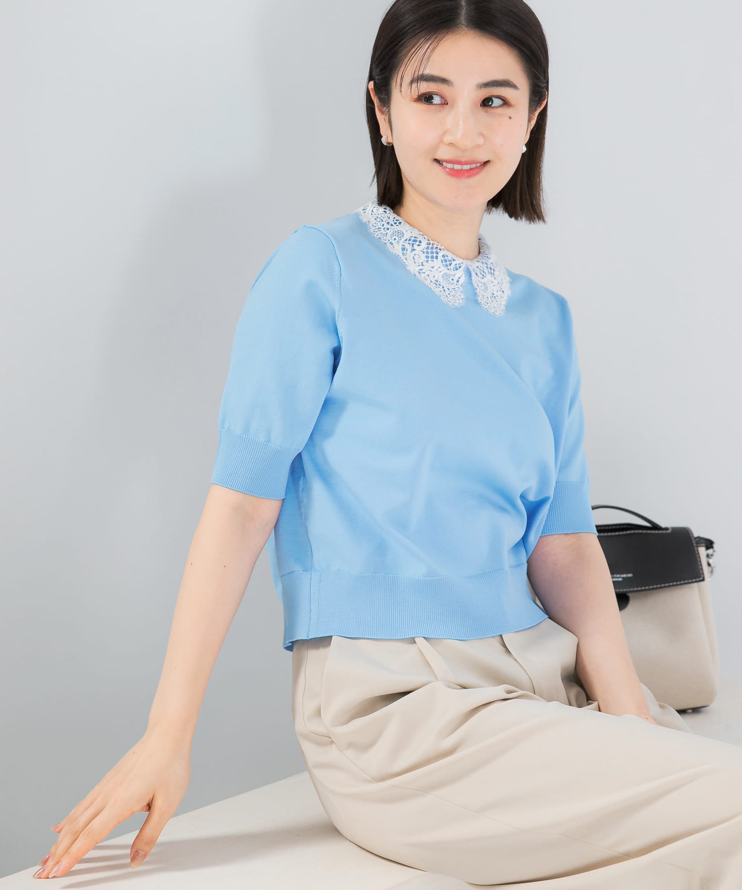 『WEB限定』2WAYレースカラーニット