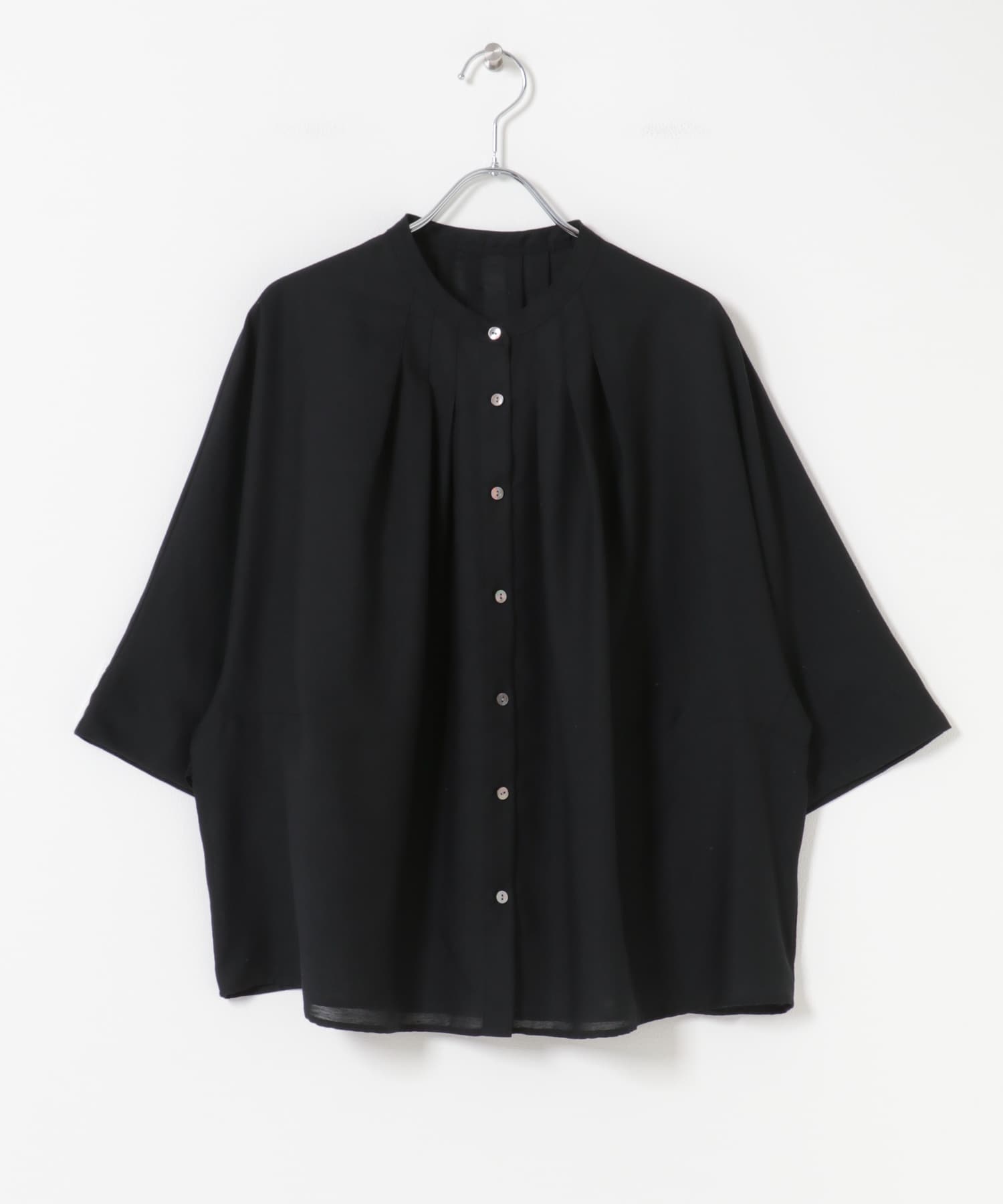 『WEB/一部店舗限定』リネン混ドルマンタックブラウス BLACK Free