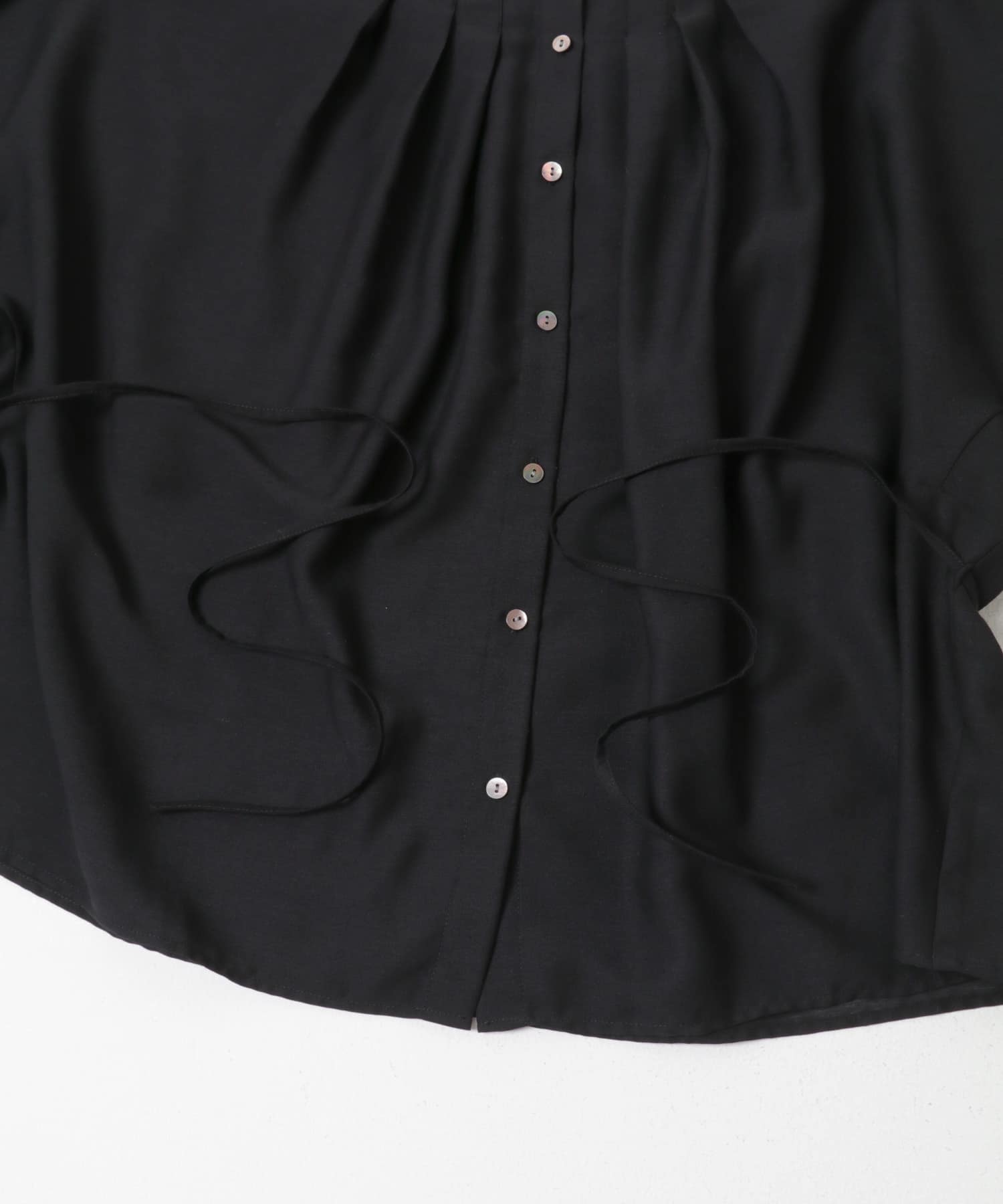 『WEB/一部店舗限定』リネン混ドルマンタックブラウス BLACK Free