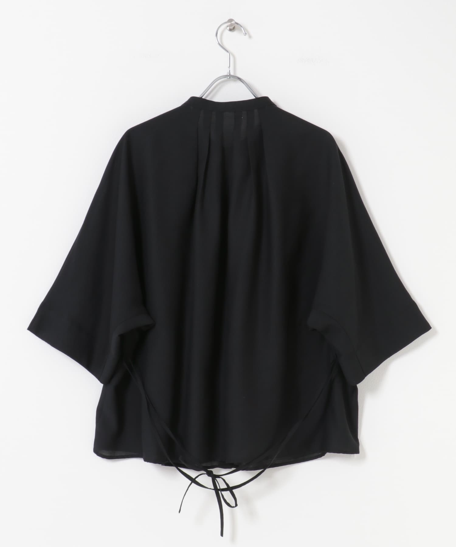 『WEB/一部店舗限定』リネン混ドルマンタックブラウス BLACK Free