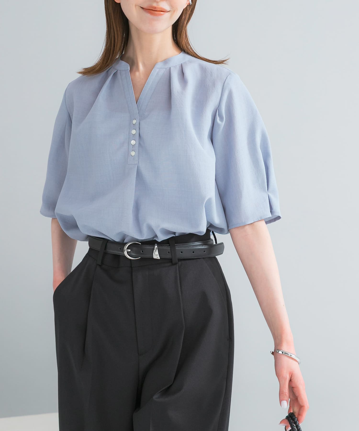 『UR TECH DRYLUXE』『再入荷予定カラー』 デザインスリーブブラウス