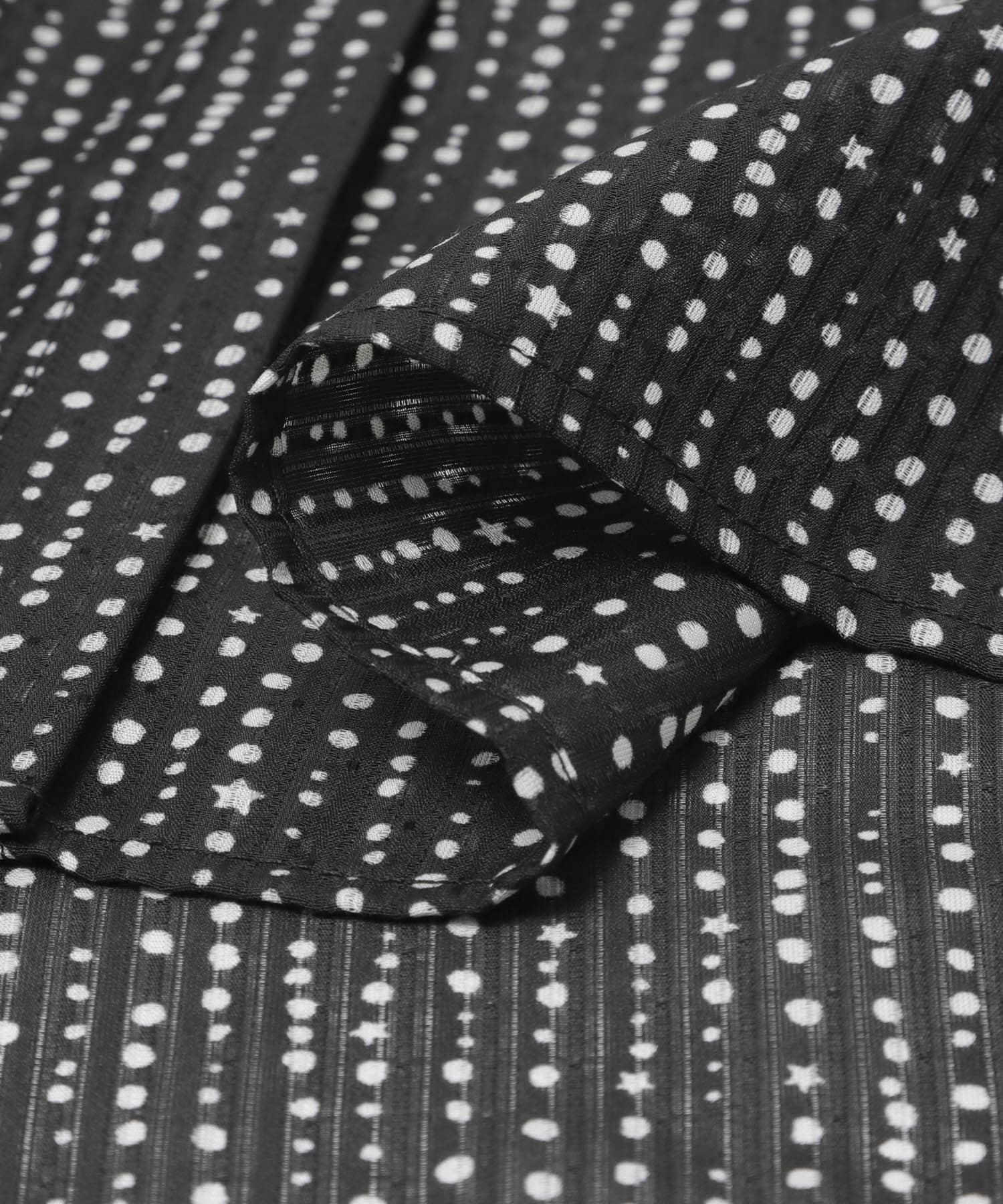 『WEB/一部店舗限定』ウォッシャブルドットフリルネックブラウス BLACK DOT Free