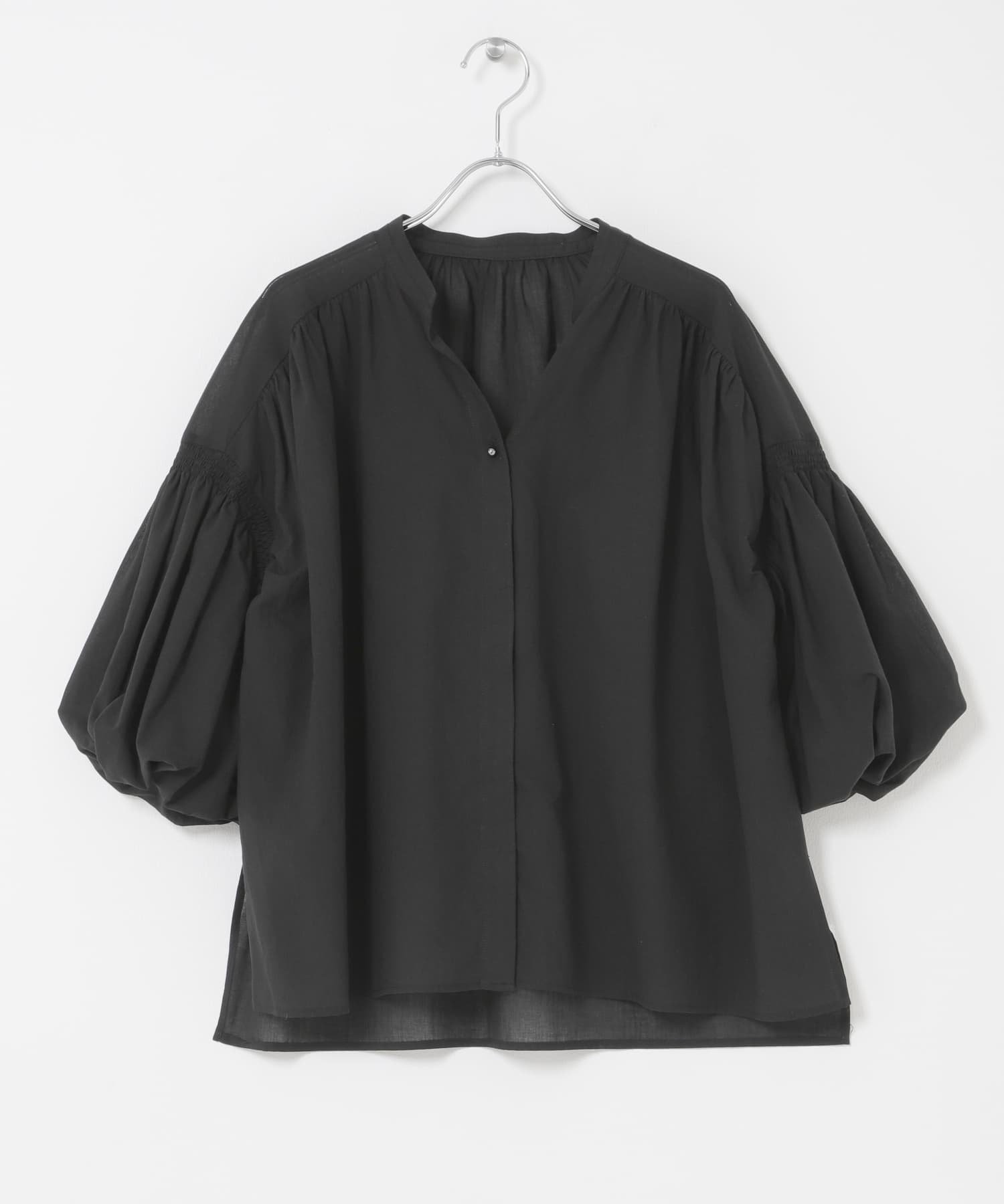 『WEB限定』コットンボイルバルーンスリーブブラウス BLACK Free