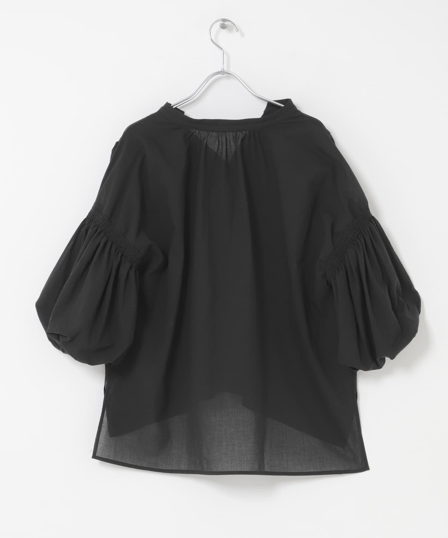 『WEB限定』コットンボイルバルーンスリーブブラウス BLACK Free