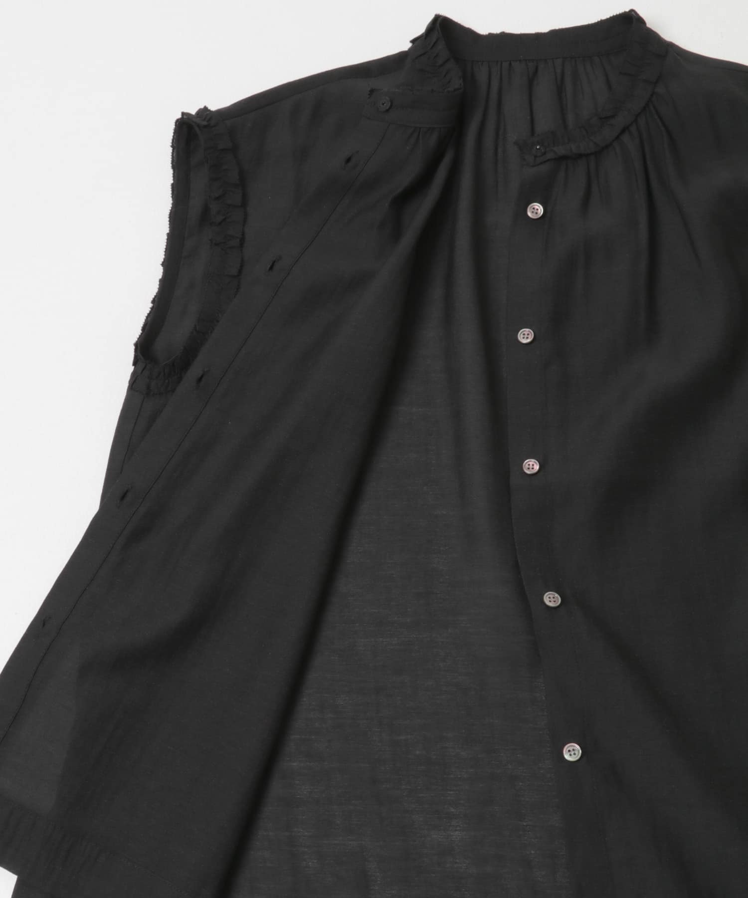 フリルディテールノースリーブブラウス BLACK Free