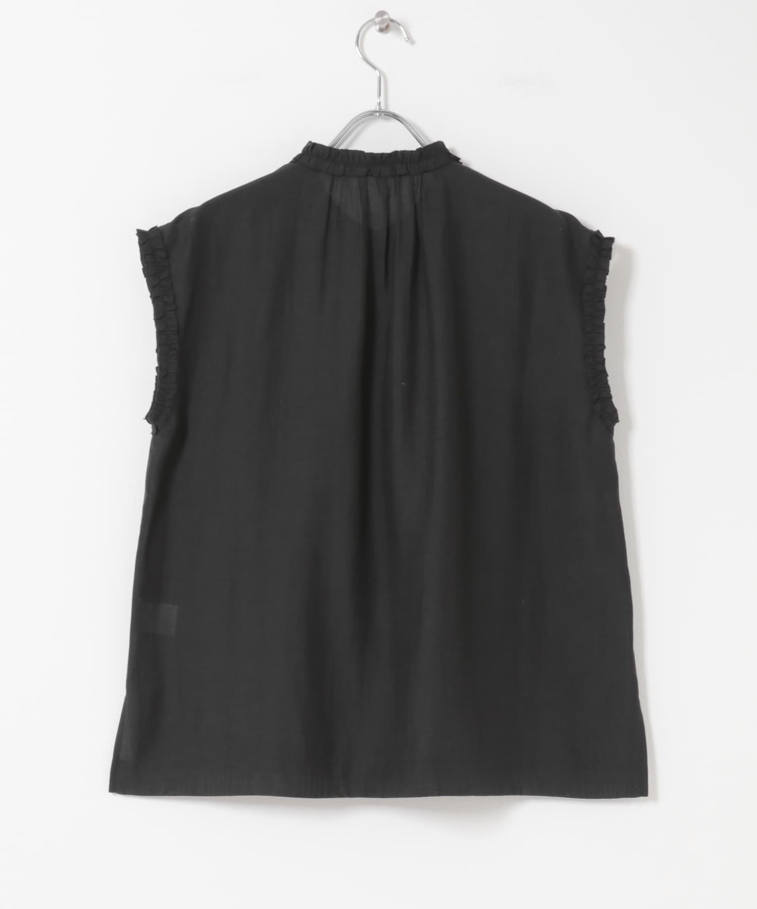 フリルディテールノースリーブブラウス BLACK Free
