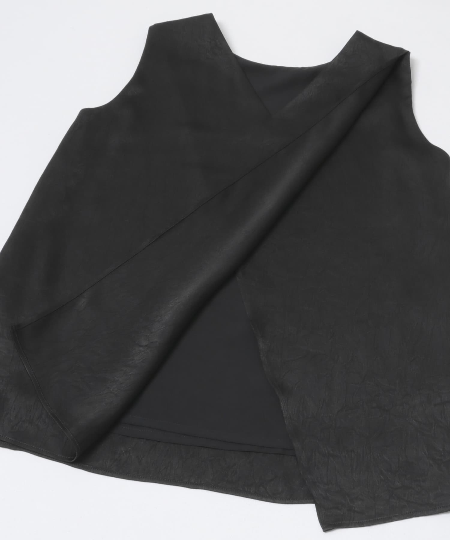 2WAYネックサテンブラウス BLACK Free