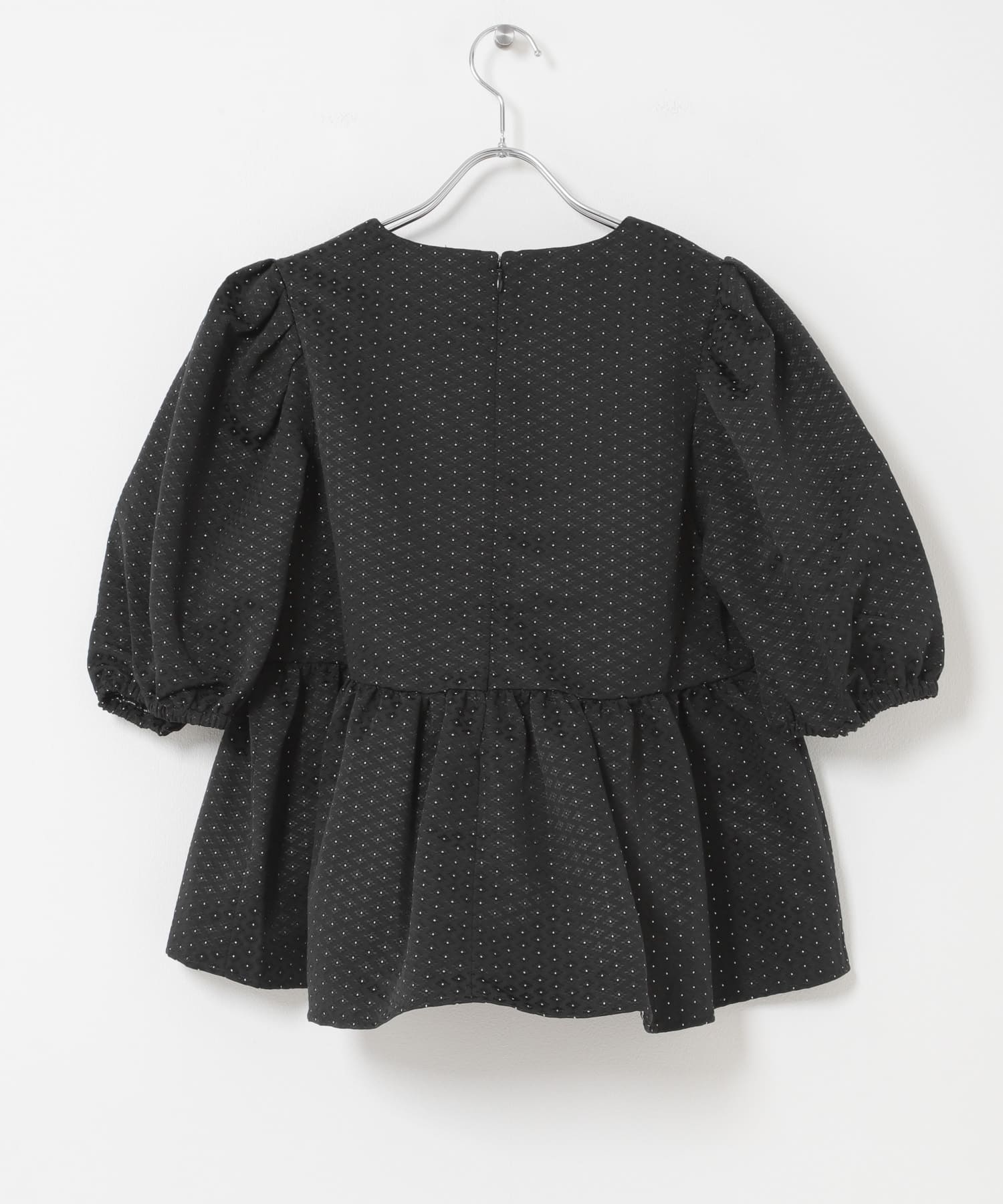 『WEB限定』ジャガードペプラムＶネックブラウス BLACK Free