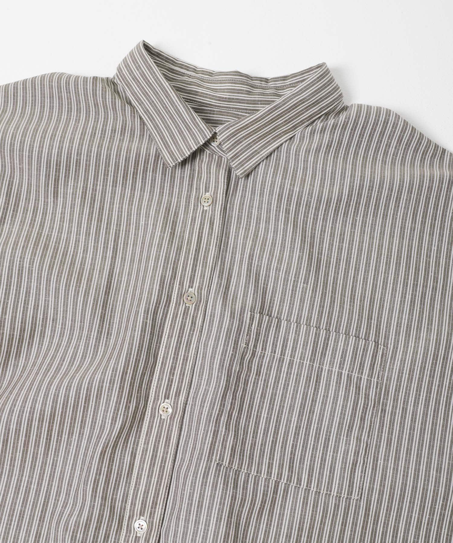 『WEB限定』『UR TECH Smart Linen Touch』イージーリネンオーバーシャツ BRN STRIPE Free