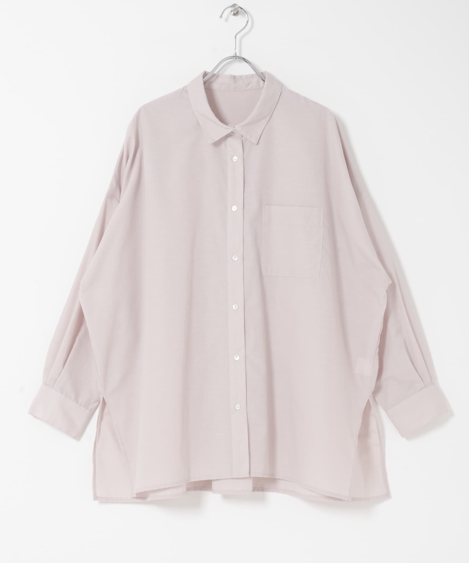 『WEB限定』『UR TECH Smart Linen Touch』イージーリネンオーバーシャツ LIGHT PINK Free