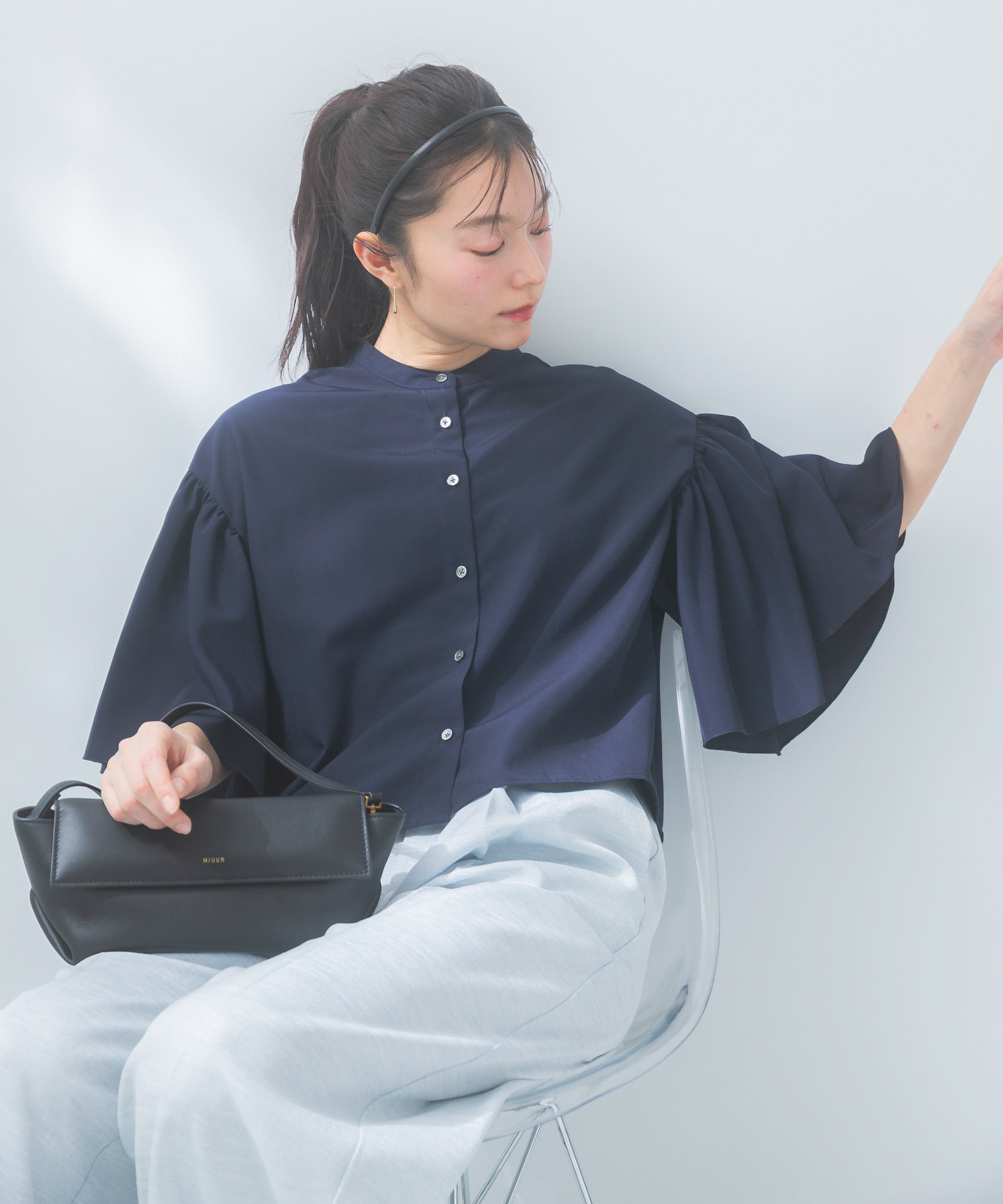 『一部WEB限定カラー』UVカットウォッシャブルリネン混ブラウス