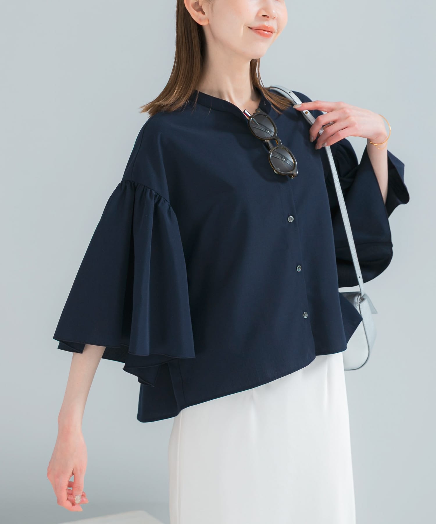 『一部WEB限定カラー』UVカットウォッシャブルリネン混ブラウス