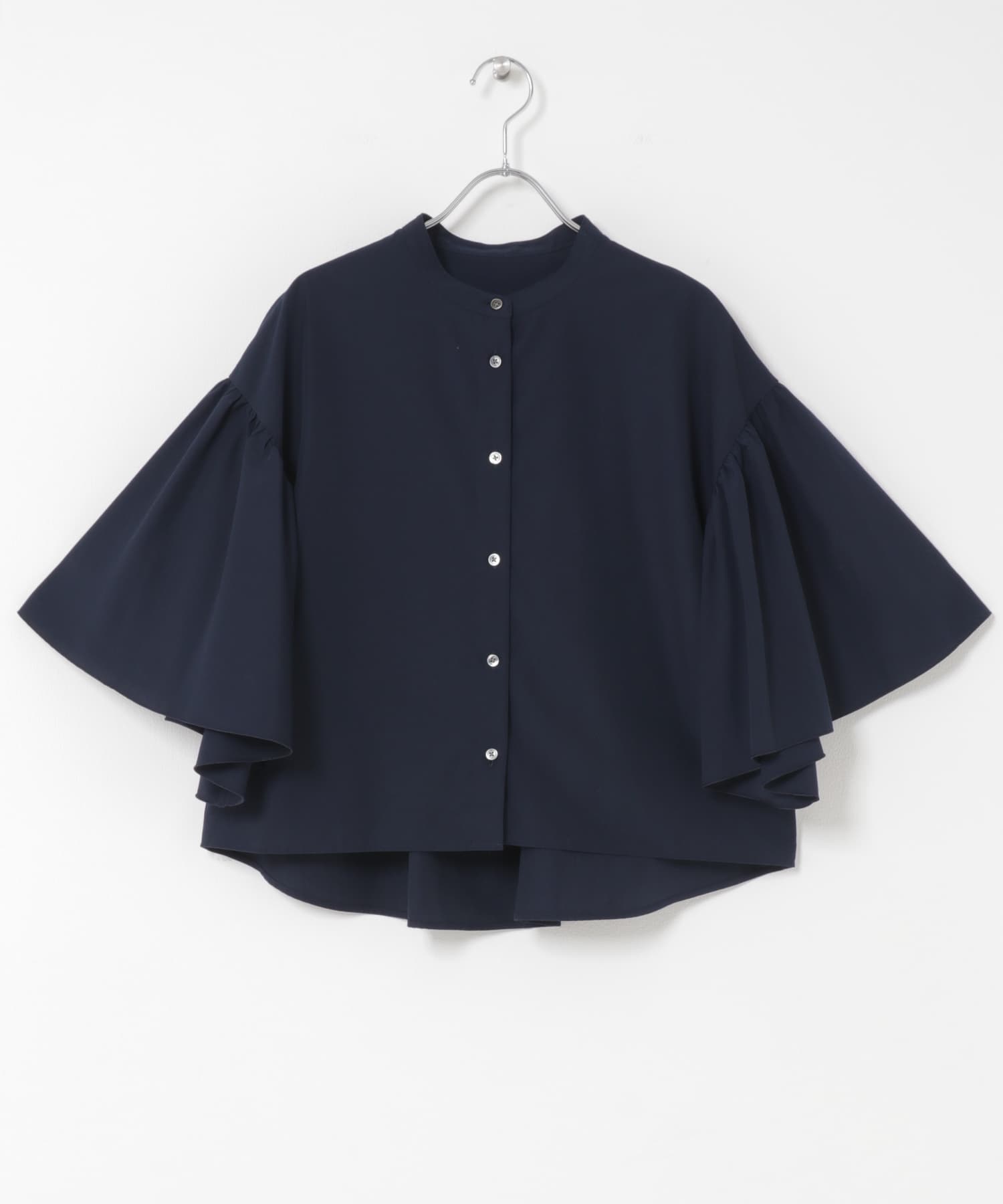 『一部WEB限定カラー』UVカットウォッシャブルリネン混ブラウス NAVY Free