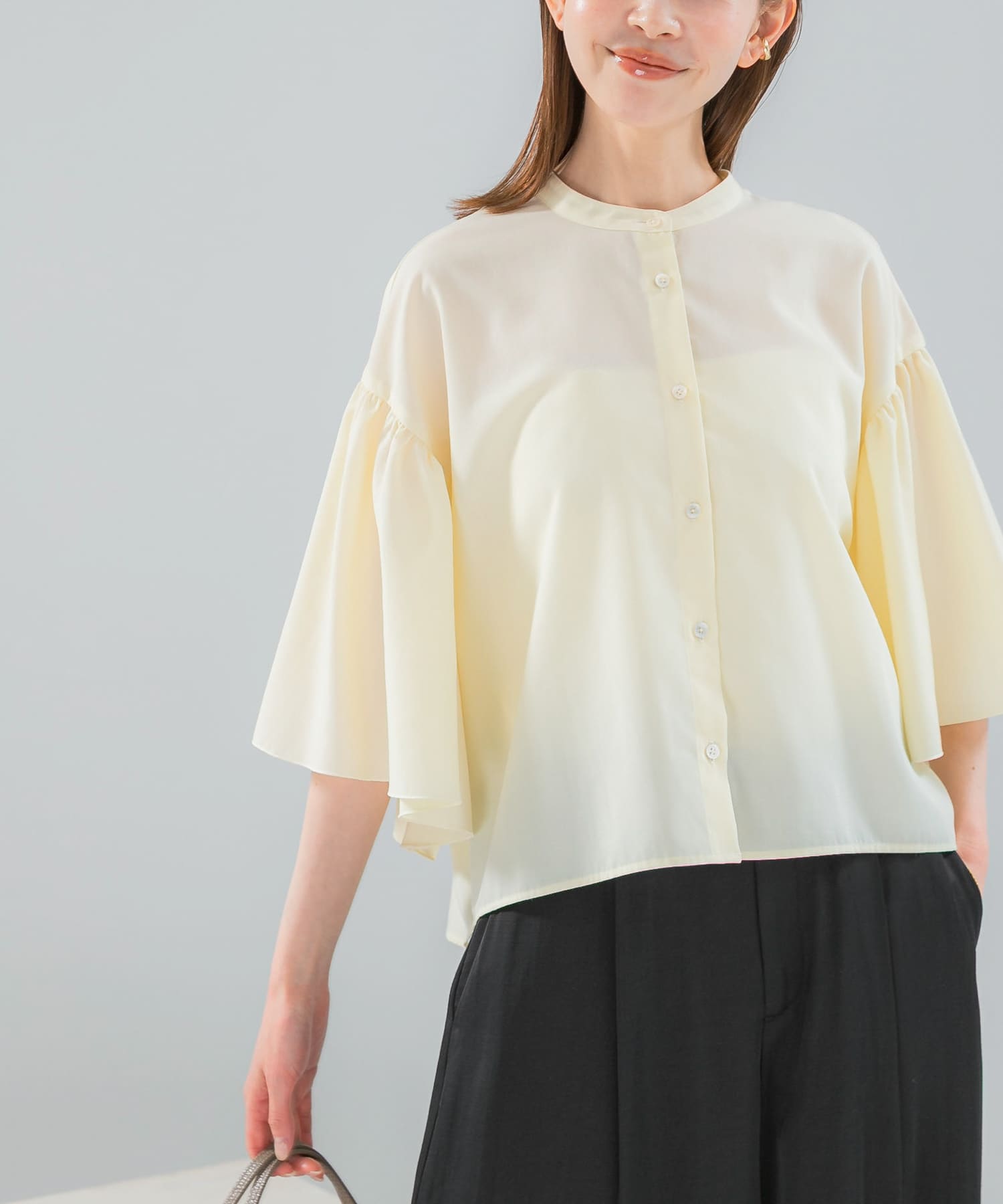 『一部WEB限定カラー』UVカットウォッシャブルリネン混ブラウス