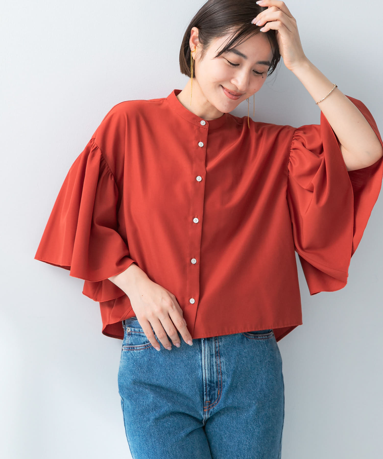 『一部WEB限定カラー』UVカットウォッシャブルリネン混ブラウス