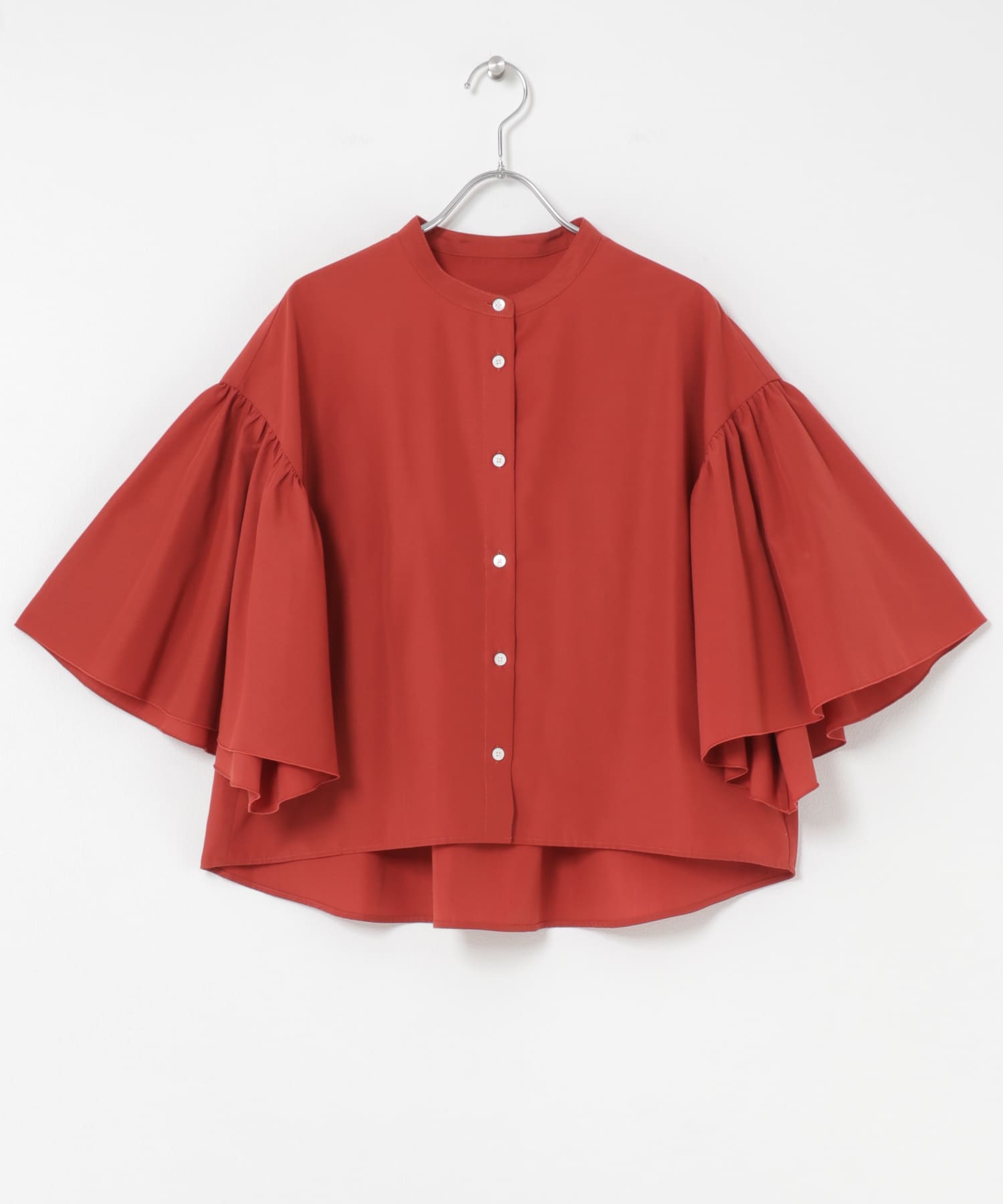 『一部WEB限定カラー』UVカットウォッシャブルリネン混ブラウス RED Free