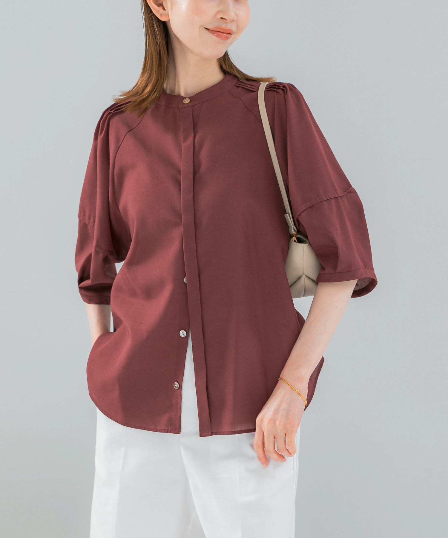 『WEB/一部店舗限定』UVカットウォッシャブルリネン混シャツ ブラウス