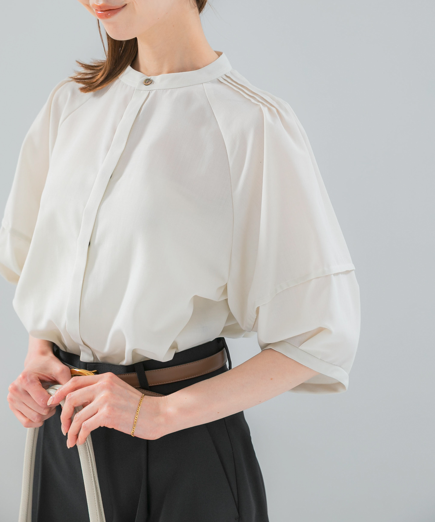 『WEB/一部店舗限定』UVカットウォッシャブルリネン混シャツ ブラウス