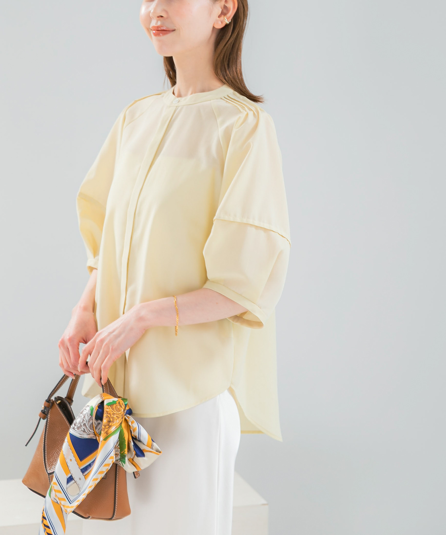 『WEB/一部店舗限定』UVカットウォッシャブルリネン混シャツ ブラウス