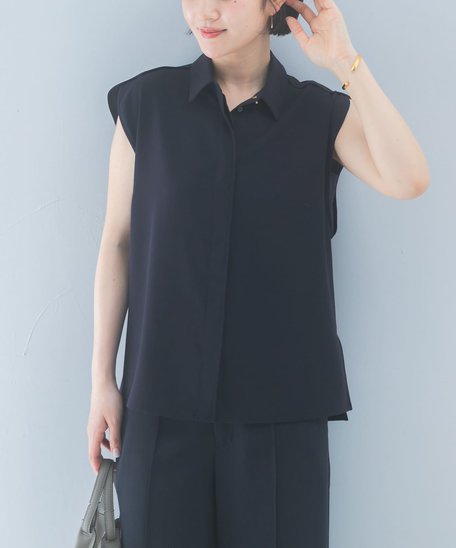 クールタッチ 防シワ シャツブラウス(Free DARK NAVY): トップス