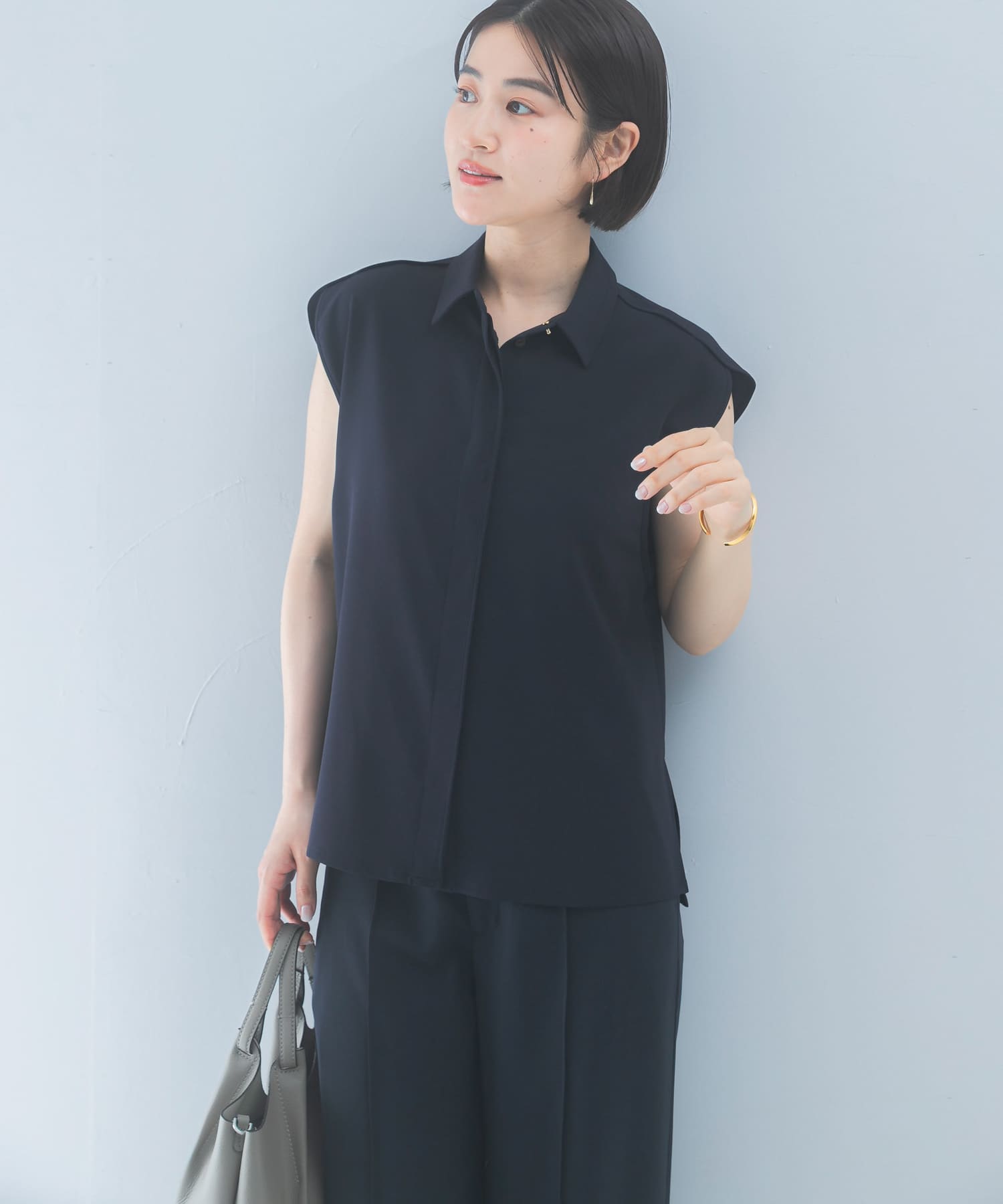 クールタッチ 防シワ シャツブラウス(Free DARK NAVY): トップス