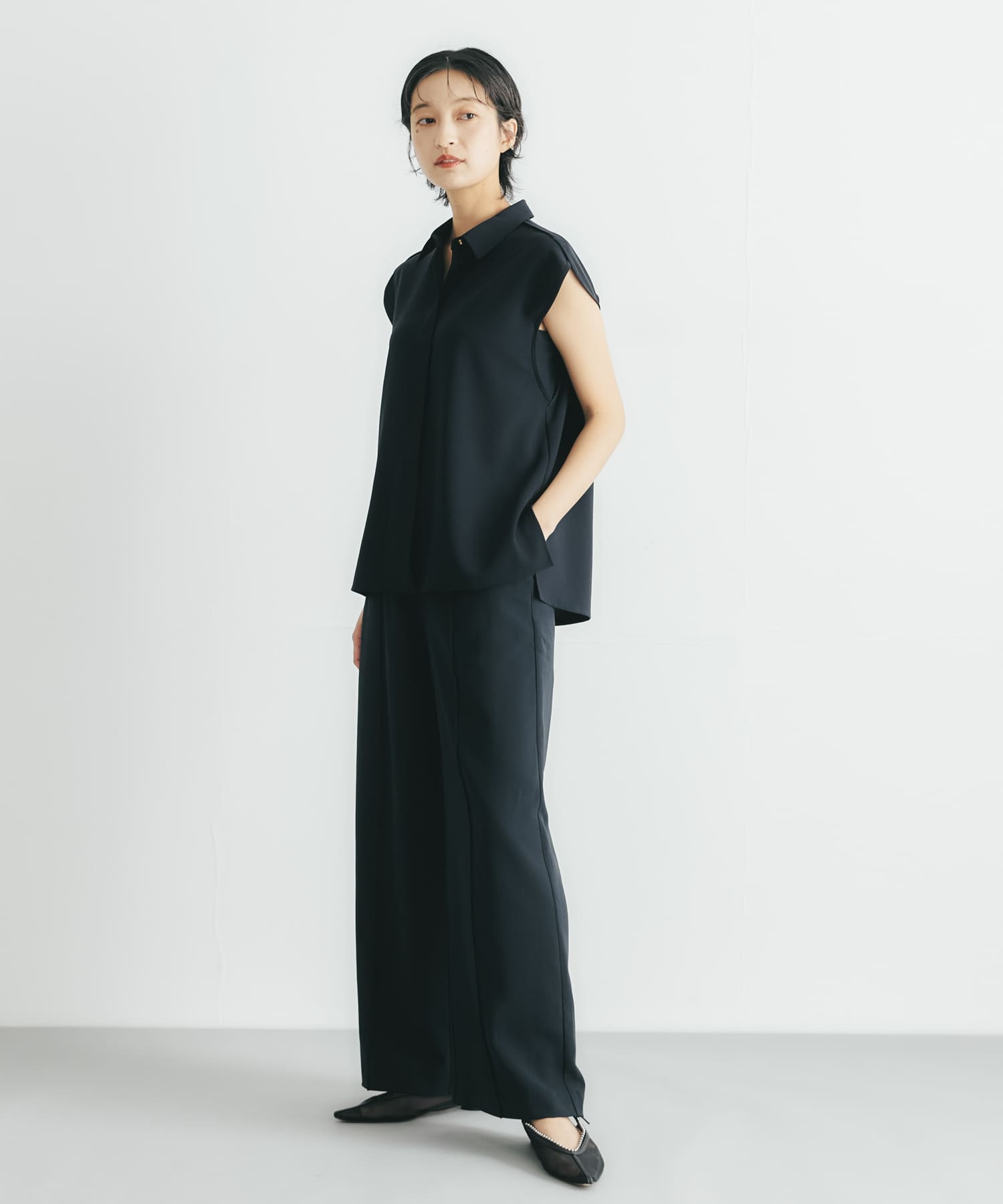 クールタッチ 防シワ シャツブラウス(Free DARK NAVY): トップス