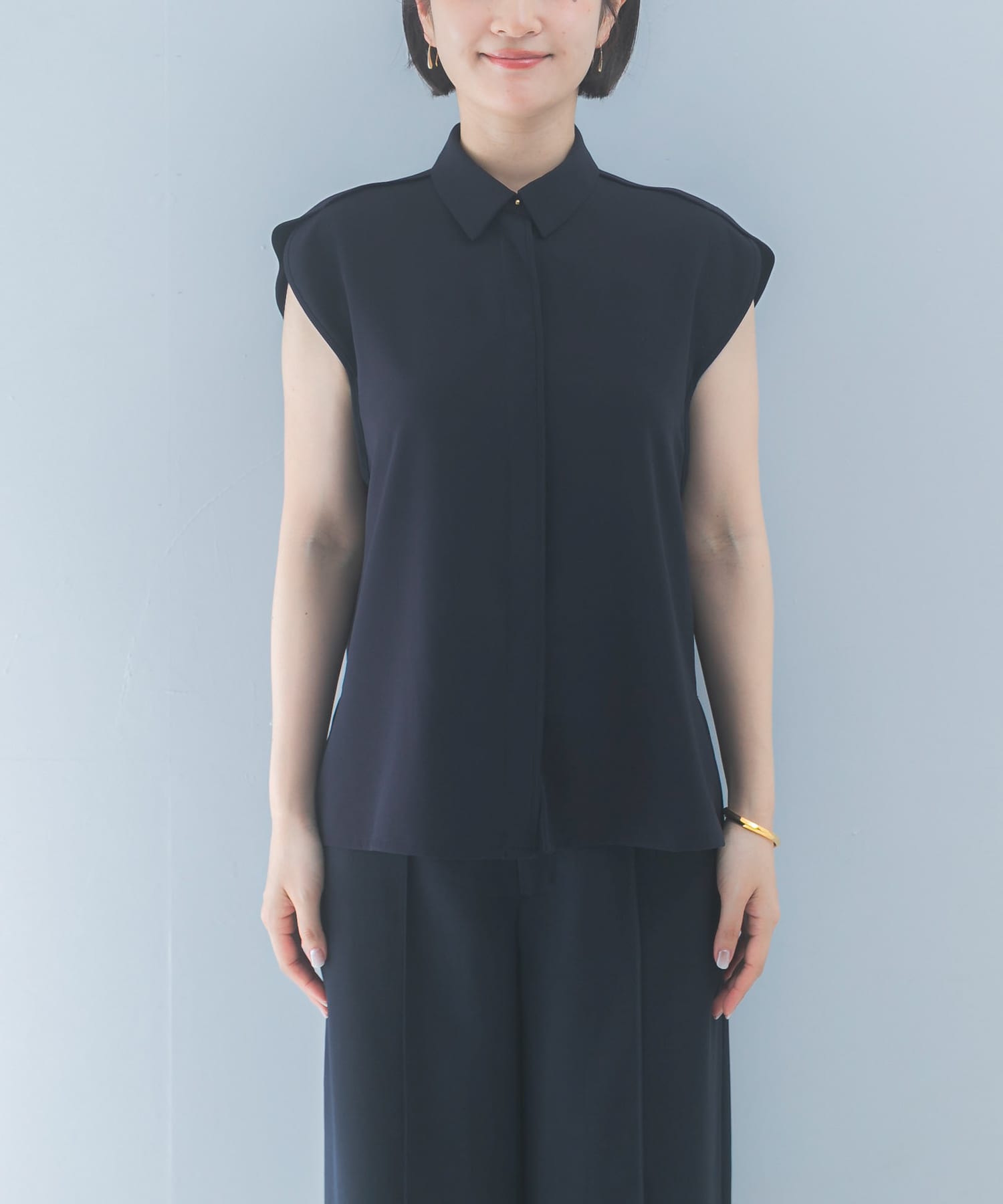 クールタッチ 防シワ シャツブラウス(Free DARK NAVY): トップス