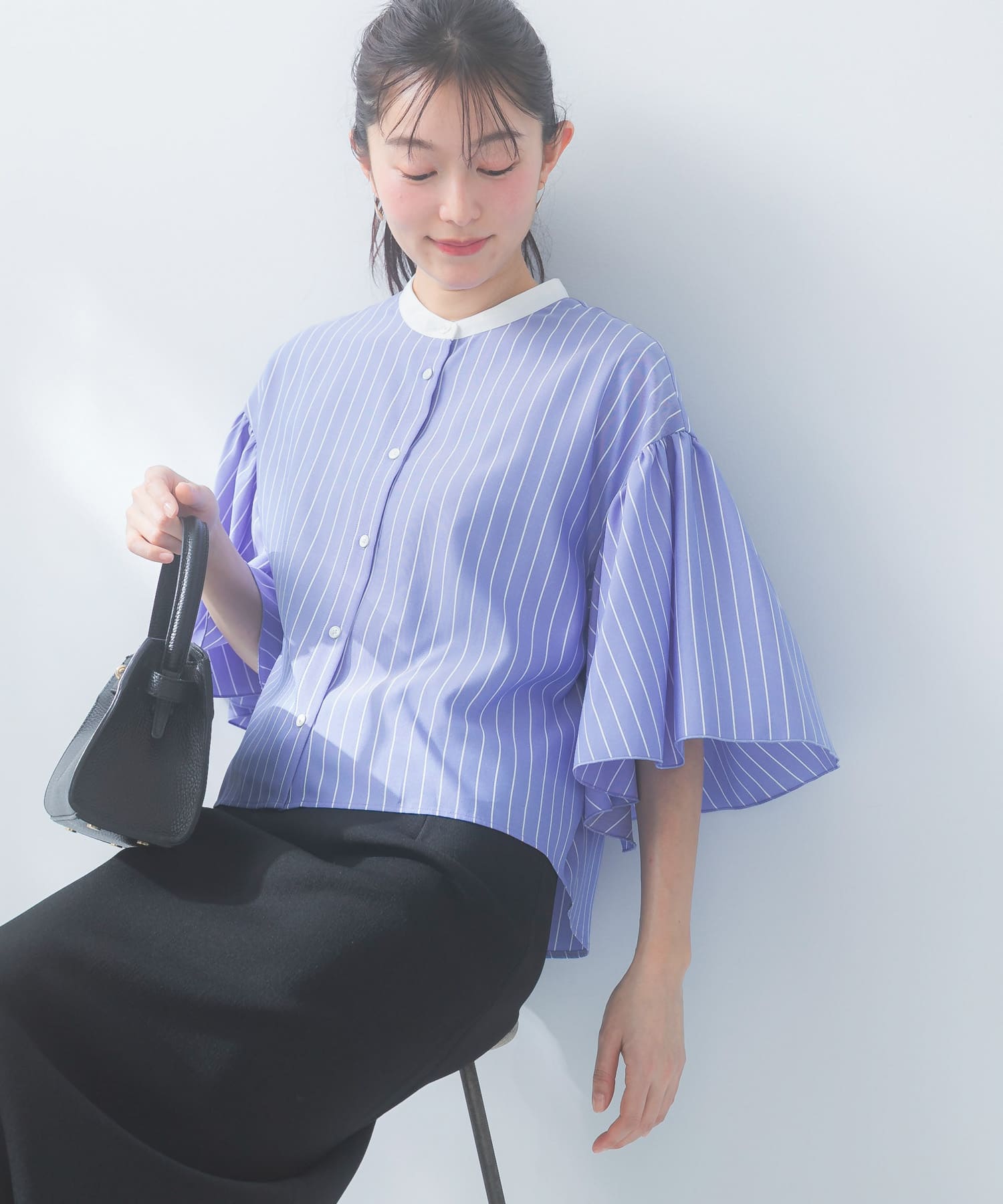 ウォッシャブルストライプブラウス(Free BLUE): トップス｜URBAN