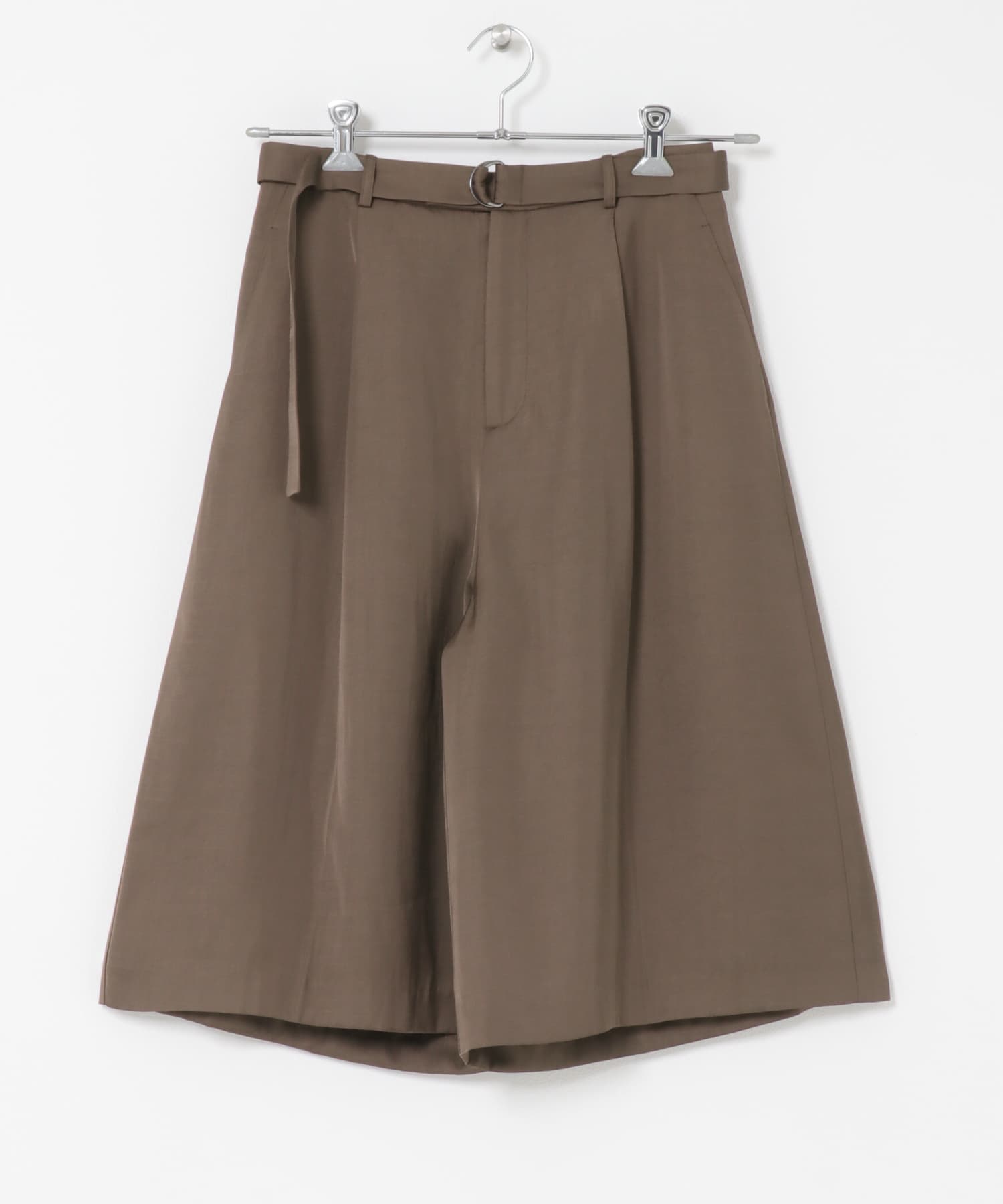 スラブサテンハーフパンツ BROWN 36