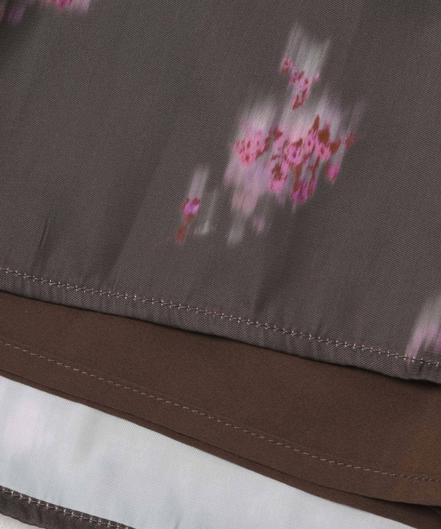 ダークプリントイージーワイドパンツ BROWN 36