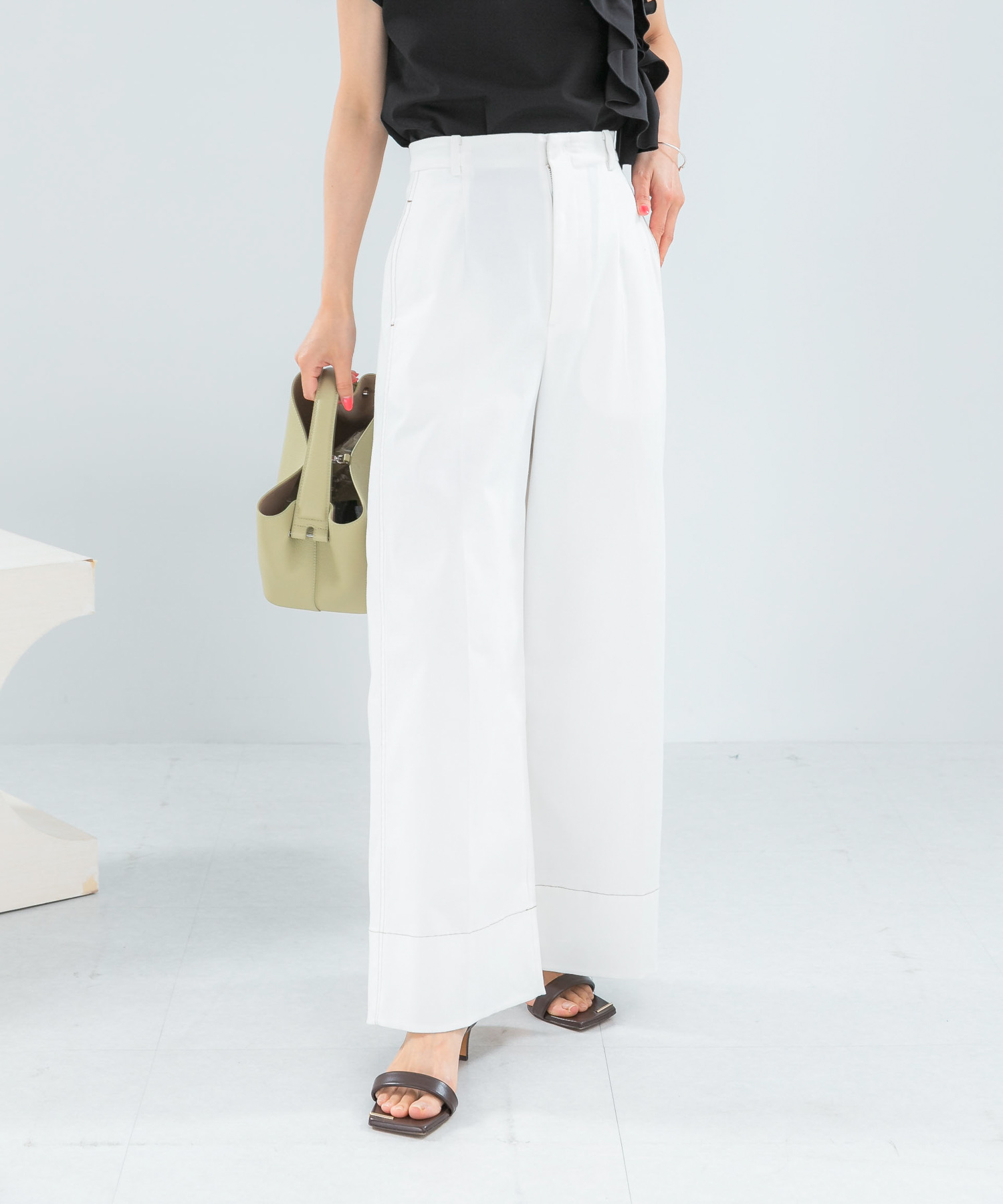 コットンツイルワイドパンツ