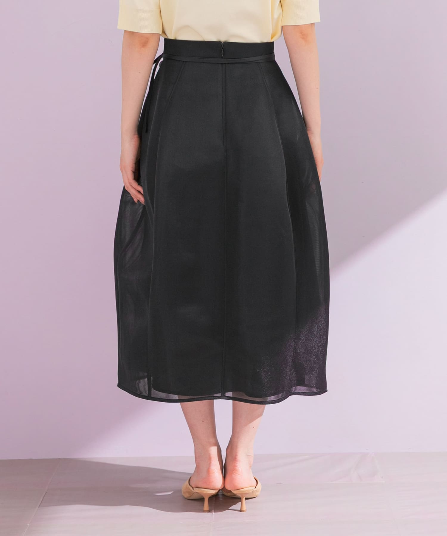 フラワーベルト付シアーダンボールスカート(36 BLACK): スカート フラワーベルト付シアーダンボールスカート(36 BLACK): スカート