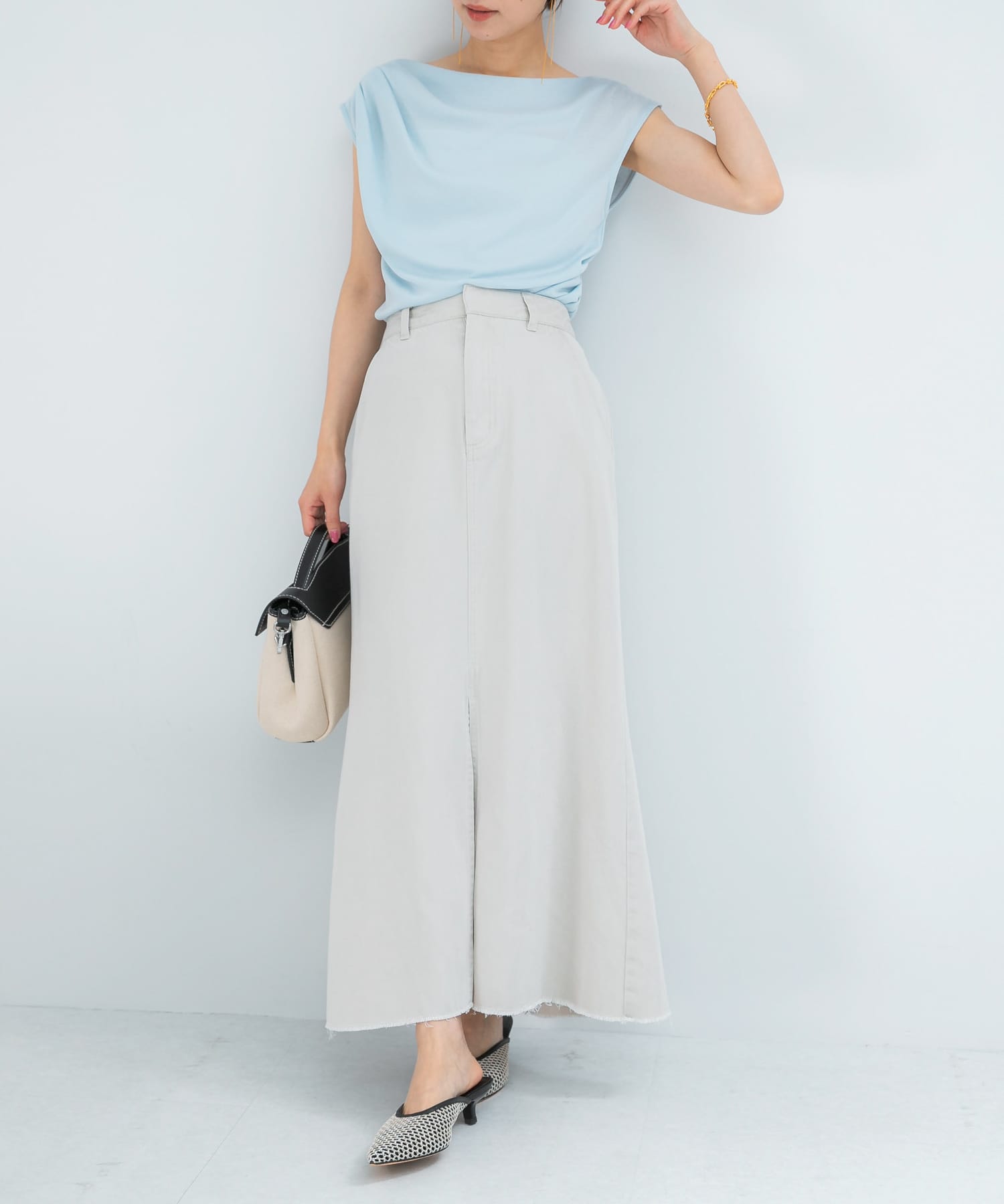 テンセルデニムロングスカート