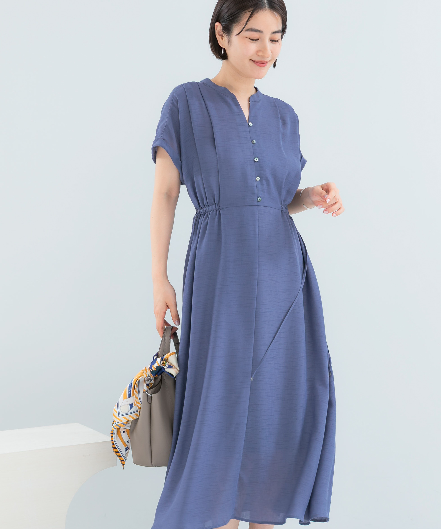 ウォッシャブルセミシアー2WAYネックワンピース
