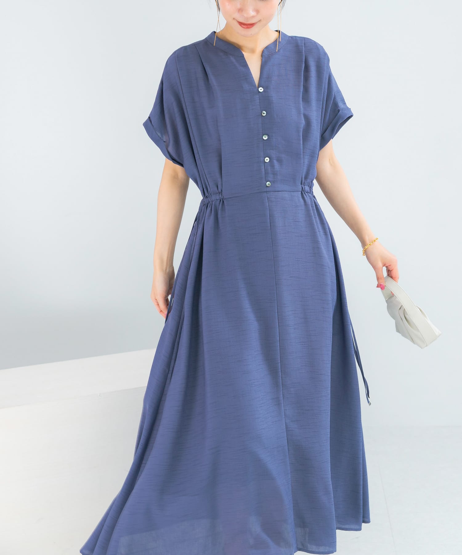 ウォッシャブルセミシアー2WAYネックワンピース