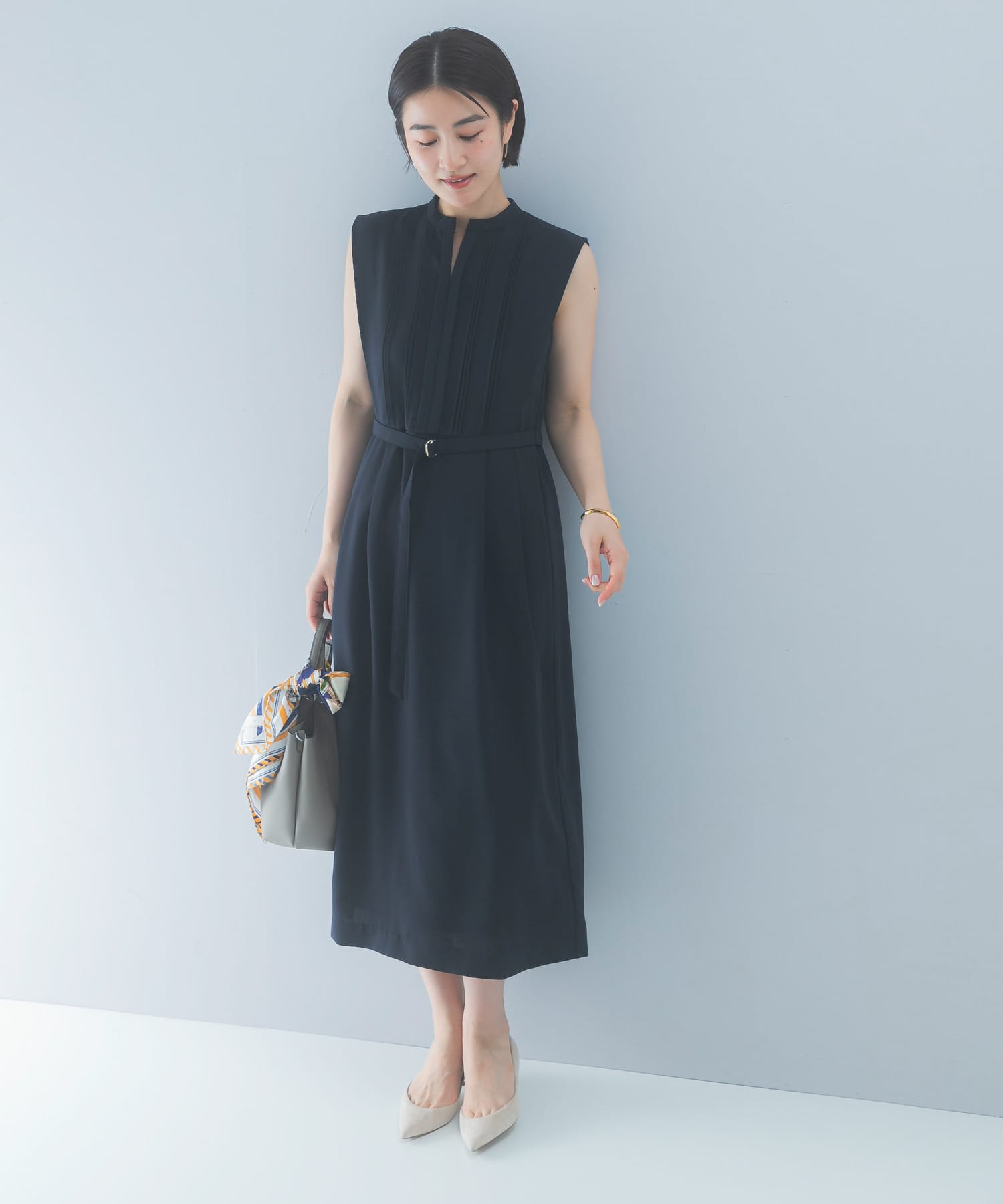 クールタッチ 防シワストレートワンピース(Free D/NAVY): ワンピース