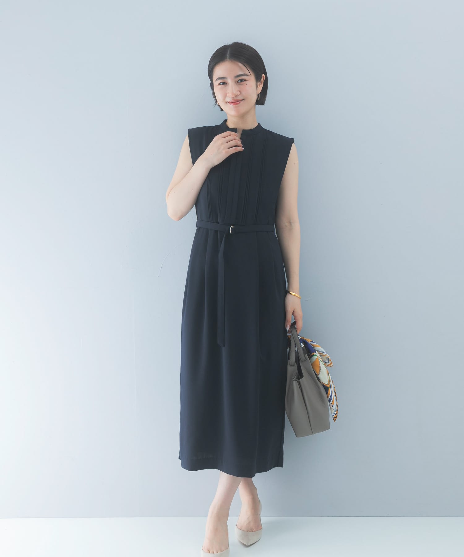 クールタッチ 防シワストレートワンピース(Free D/NAVY): ワンピース
