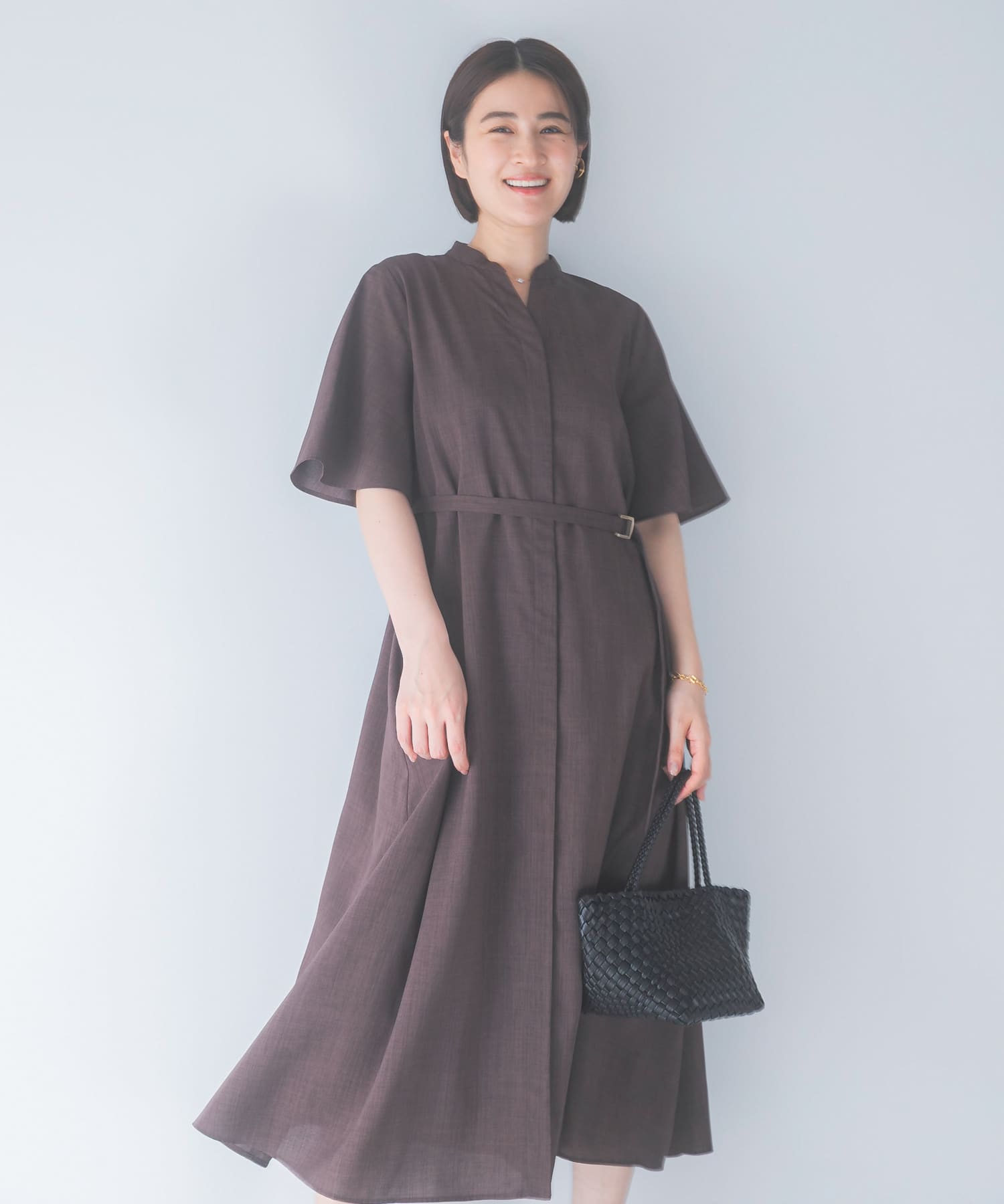 ウォッシャブルフレアスリーブワンピース(Free NAVY): ワンピース