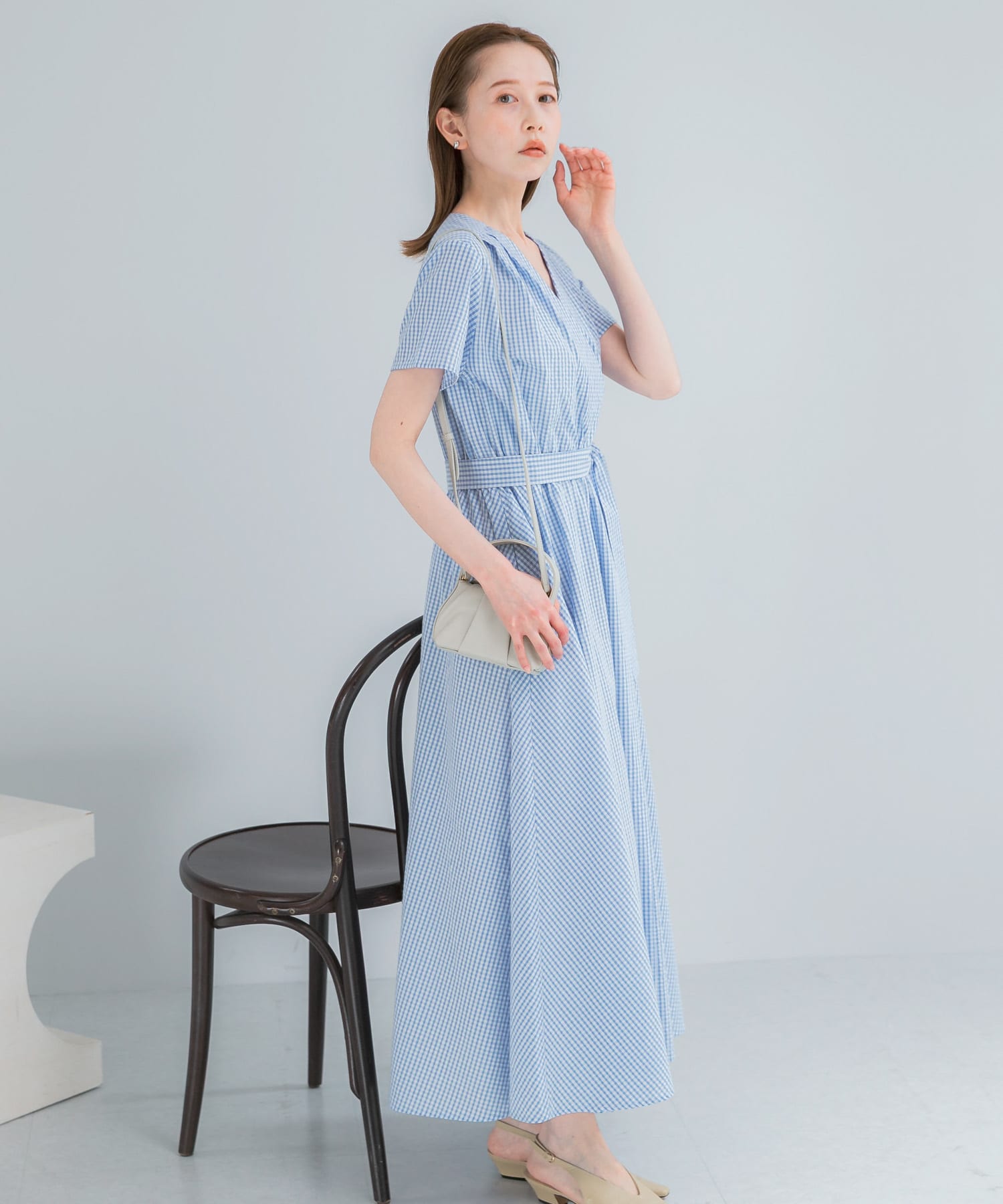 『WEB/一部店舗限定』チェックカシュクールワンピース