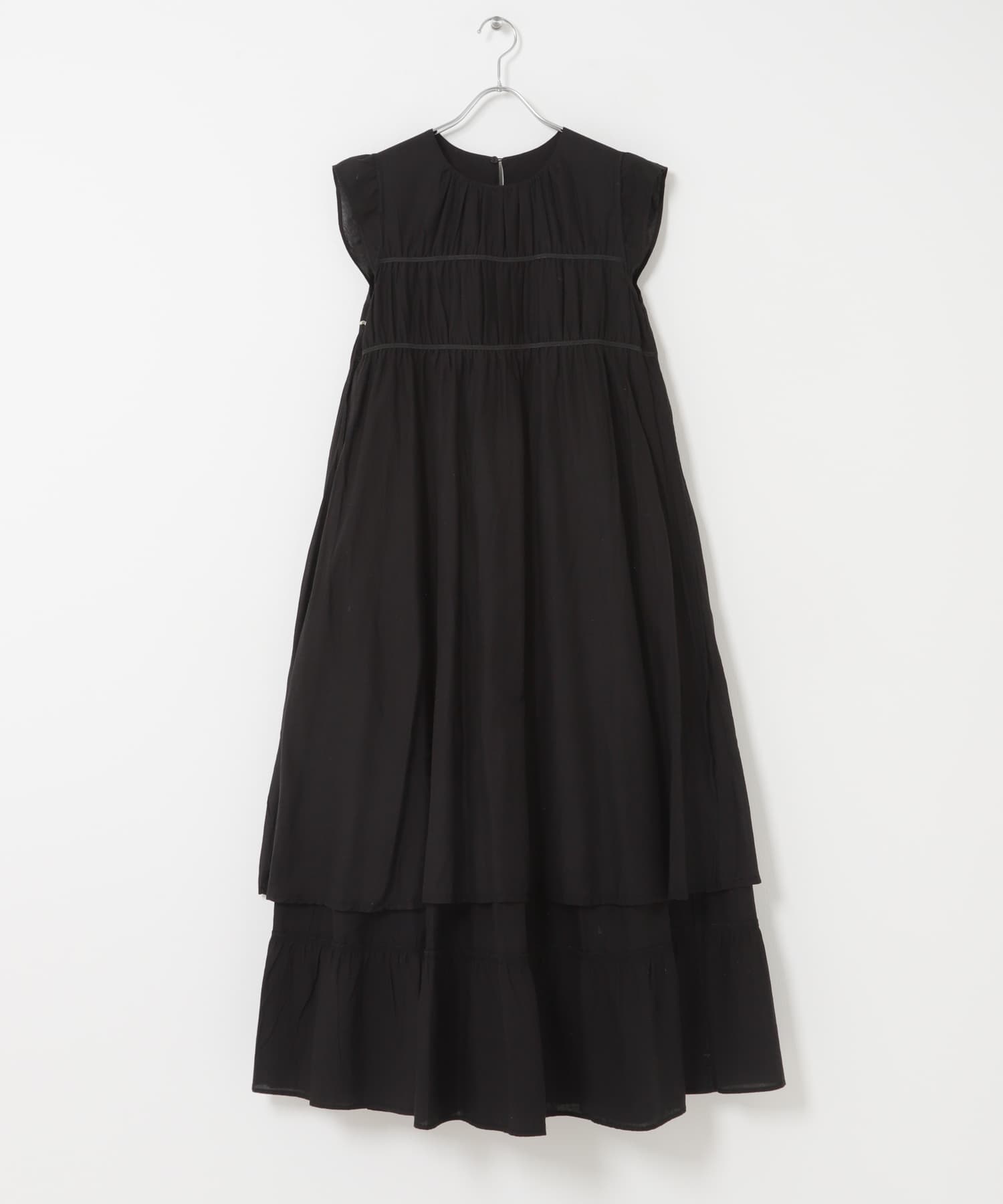 インドコットン ティアードワンピース BLACK Free