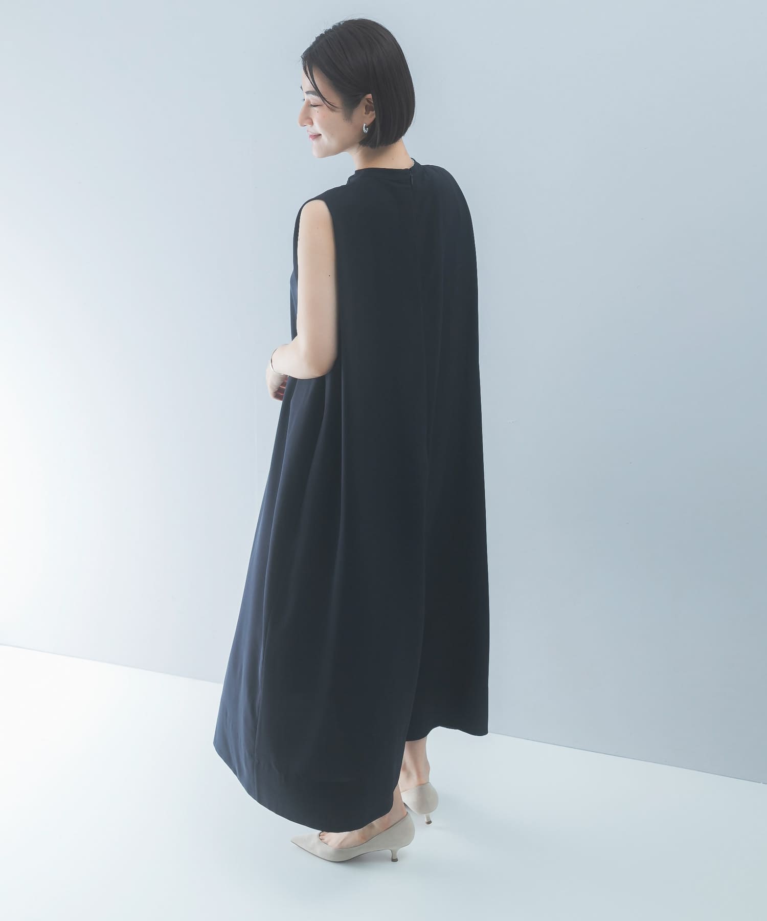 クールタッチ 吸水速乾キーネックフレアワンピース(Free D/NAVY